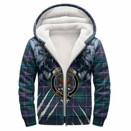 Sandilands Tartan Crest Sherpa Hoodie Ferocious Lion Style