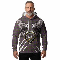 Wood Tartan Crest Hoodie Ferocious Lion Style