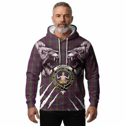 Urquhart Tartan Crest Hoodie Ferocious Lion Style