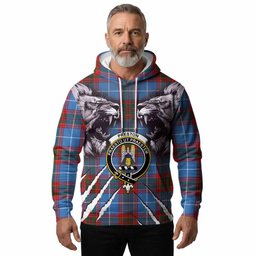 Preston Tartan Crest Hoodie Ferocious Lion Style