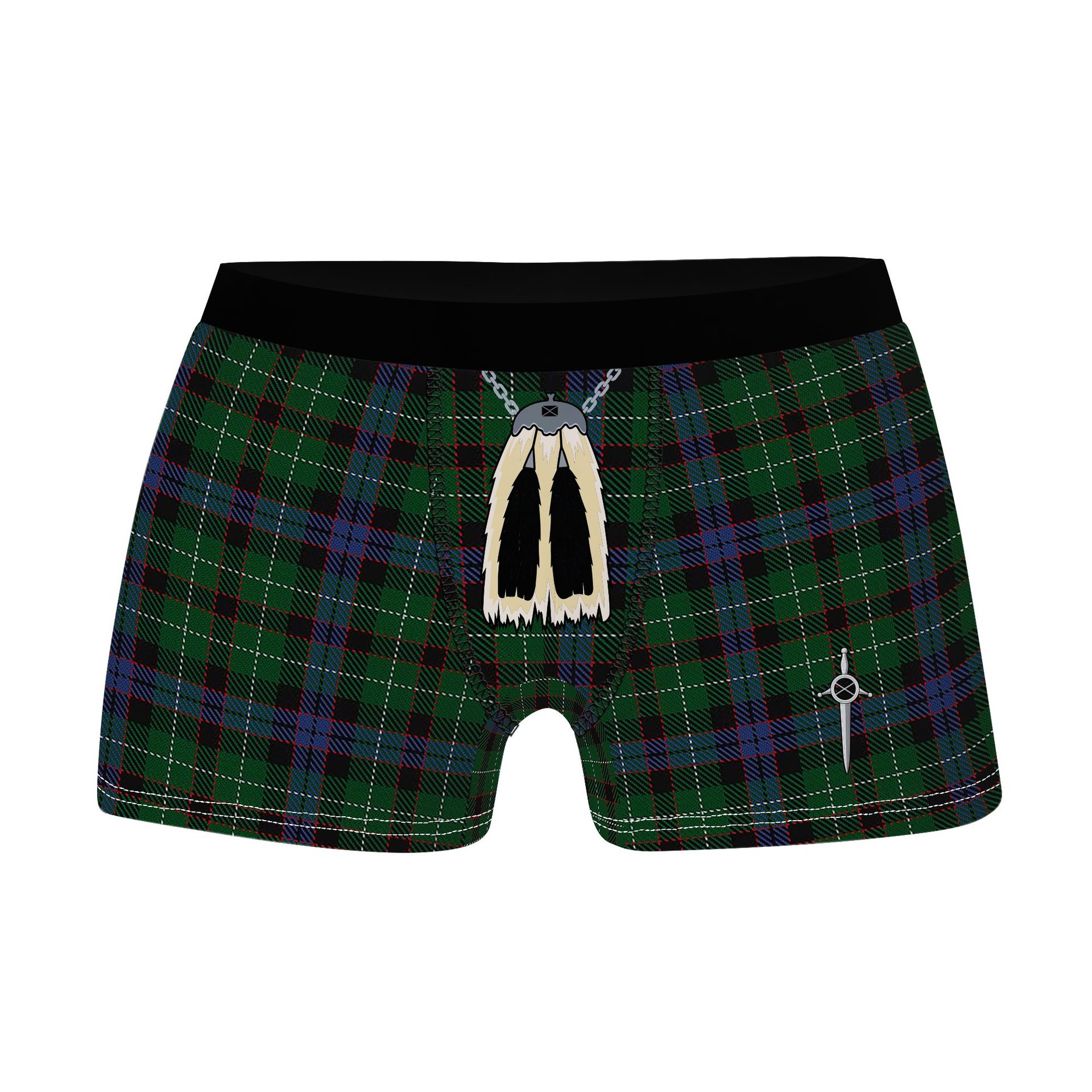 ScotsTee Shop Scottish Abercrombie McKinlay Clan Highland Kilt Sporran Tartan Boxer Briefs
