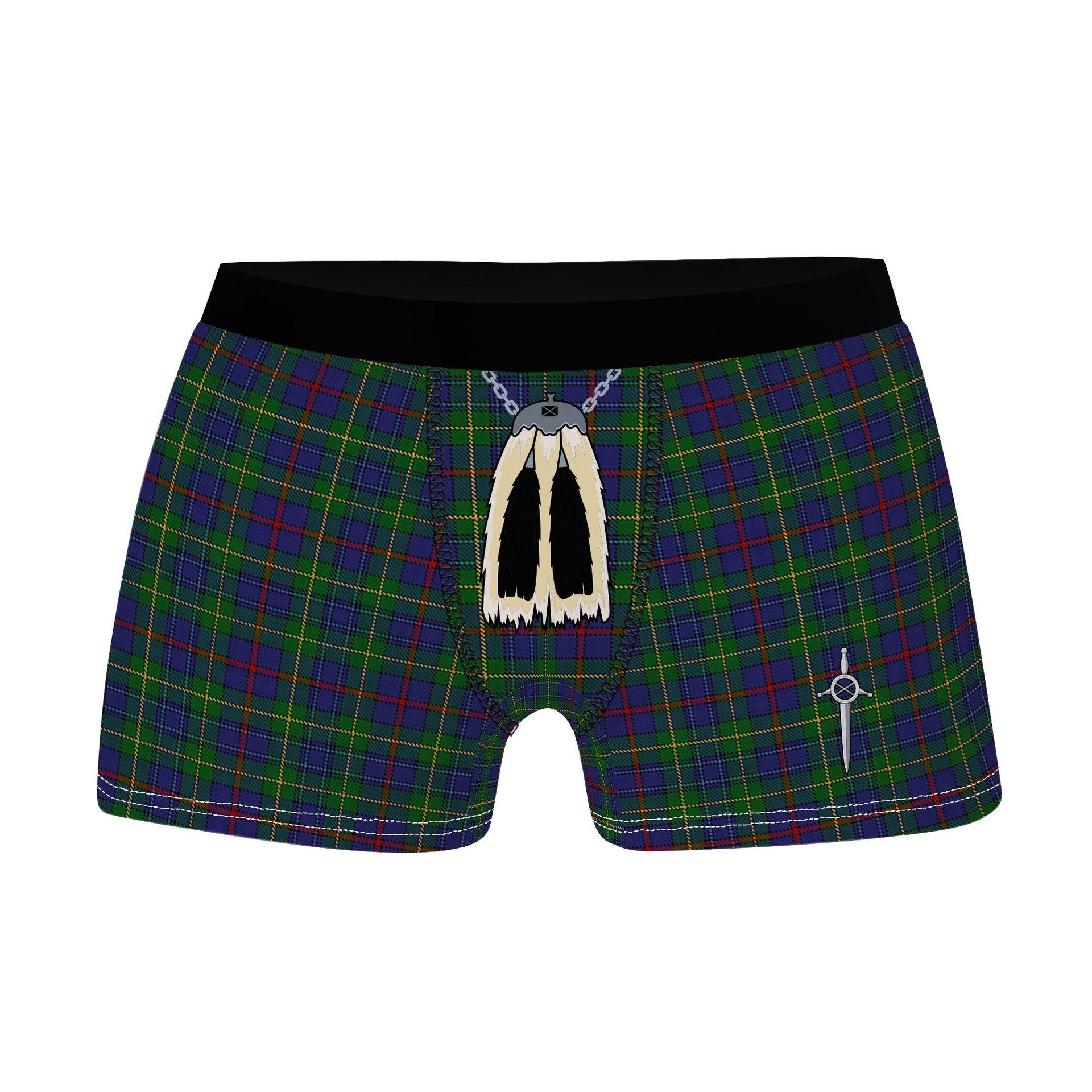 ScotsTee Shop Scottish Bailey, The House of Clan Highland Kilt Sporran Tartan Boxer Briefs