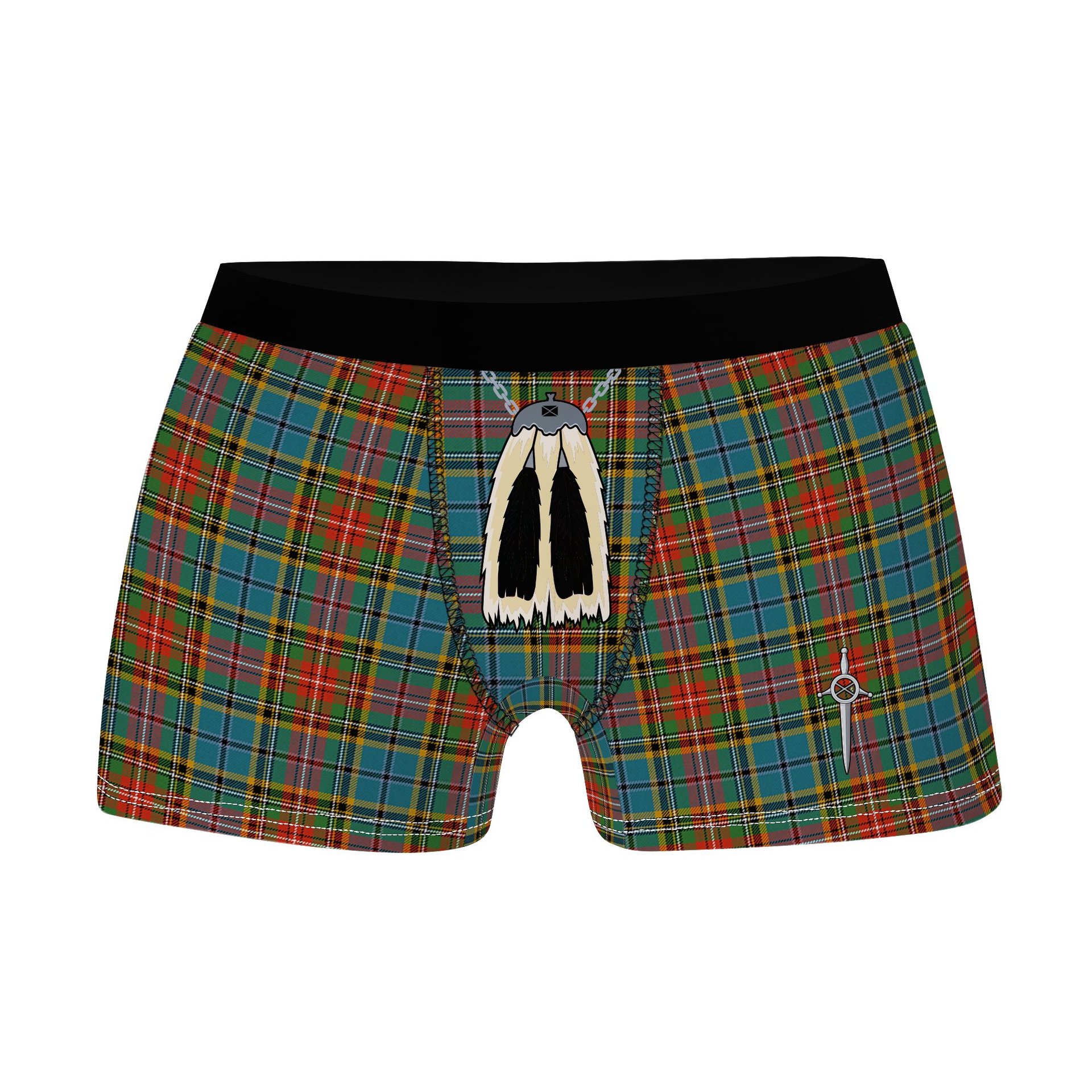 ScotsTee Shop Scottish Beattie (Beatty) Ancient Clan Highland Kilt Sporran Tartan Boxer Briefs