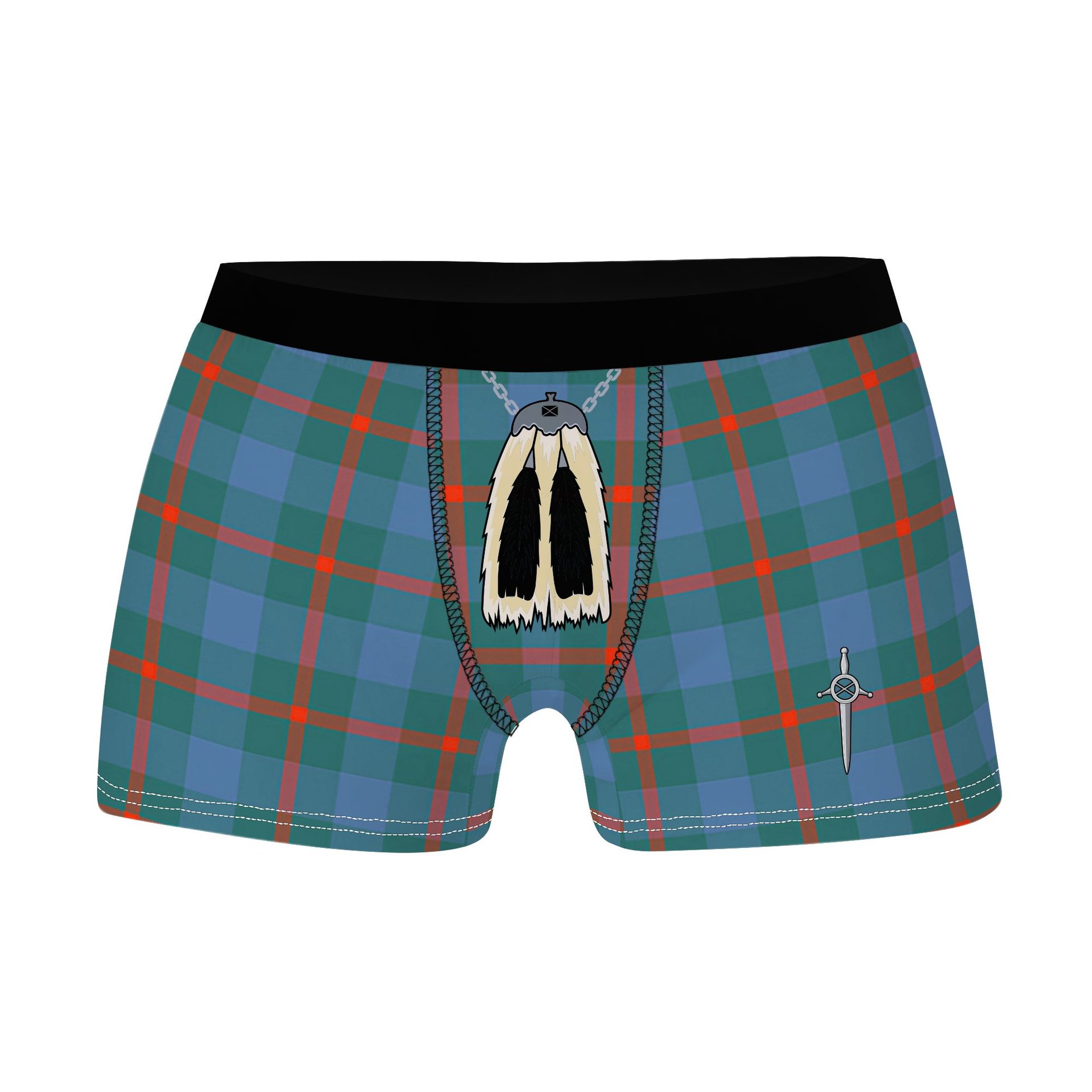 ScotsTee Shop Scottish Agnew Ancient Clan Highland Kilt Sporran Tartan Boxer Briefs