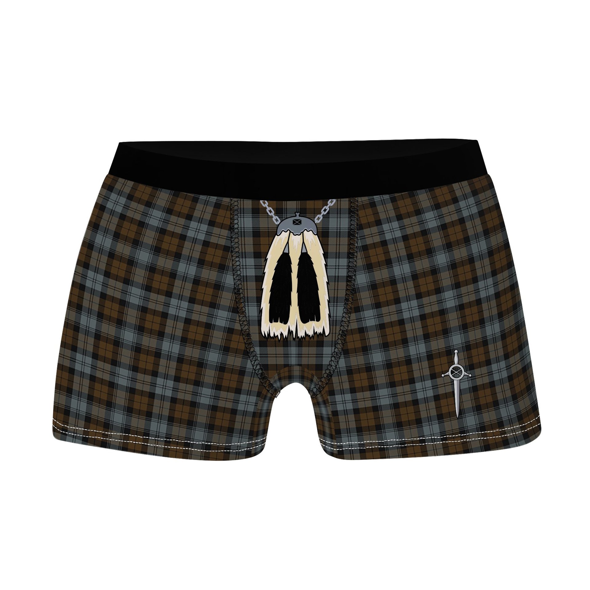 ScotsTee Shop Scottish BlackWatch Weathered Clan Highland Kilt Sporran Tartan Boxer Briefs