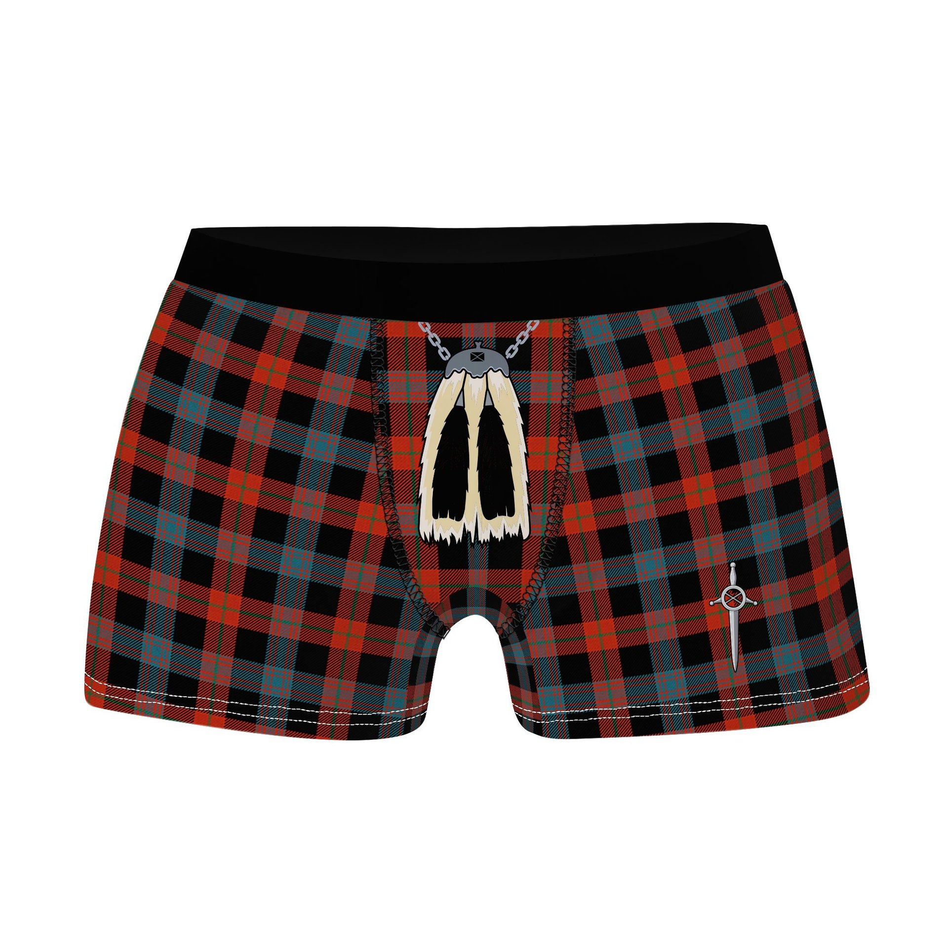 ScotsTee Shop Scottish Brown Ancient Clan Highland Kilt Sporran Tartan Boxer Briefs