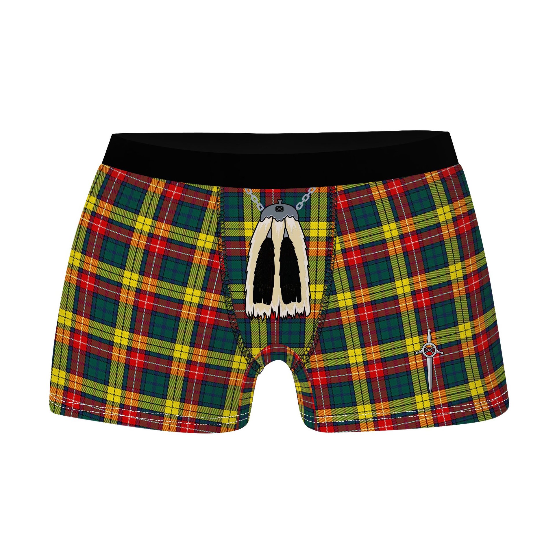 ScotsTee Shop Scottish Buchanan Modern Clan Highland Kilt Sporran Tartan Boxer Briefs