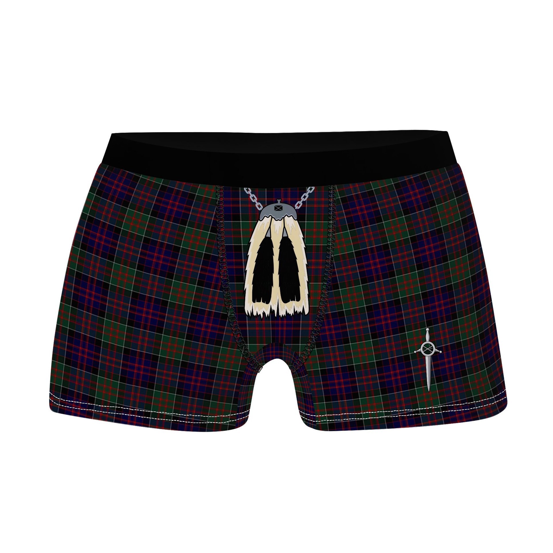 ScotsTee Shop Scottish Donald of Clan Ranald Clan Highland Kilt Sporran Tartan Boxer Briefs