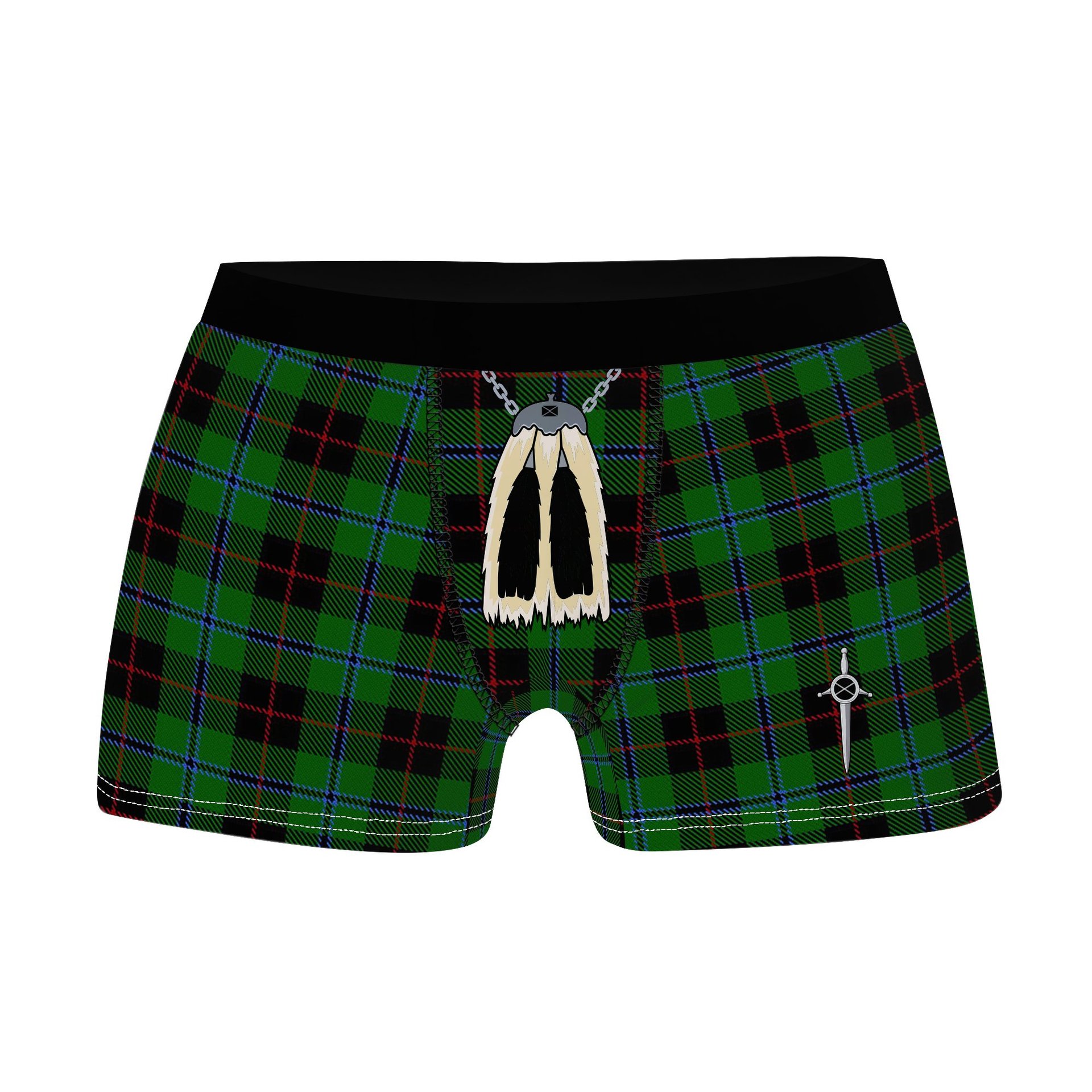 ScotsTee Shop Scottish Douglas Black Clan Highland Kilt Sporran Tartan Boxer Briefs