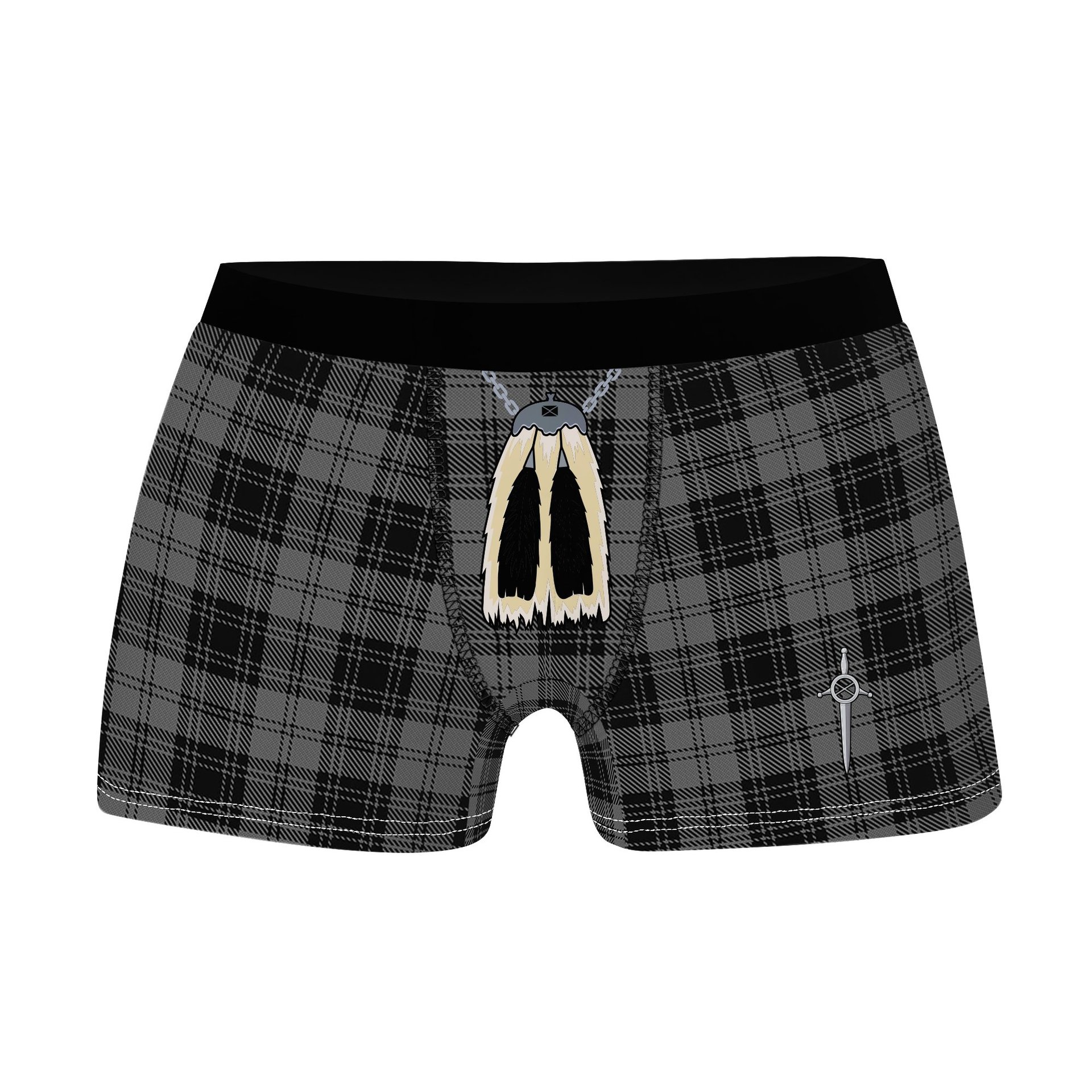 ScotsTee Shop Scottish Douglas Grey Clan Highland Kilt Sporran Tartan Boxer Briefs