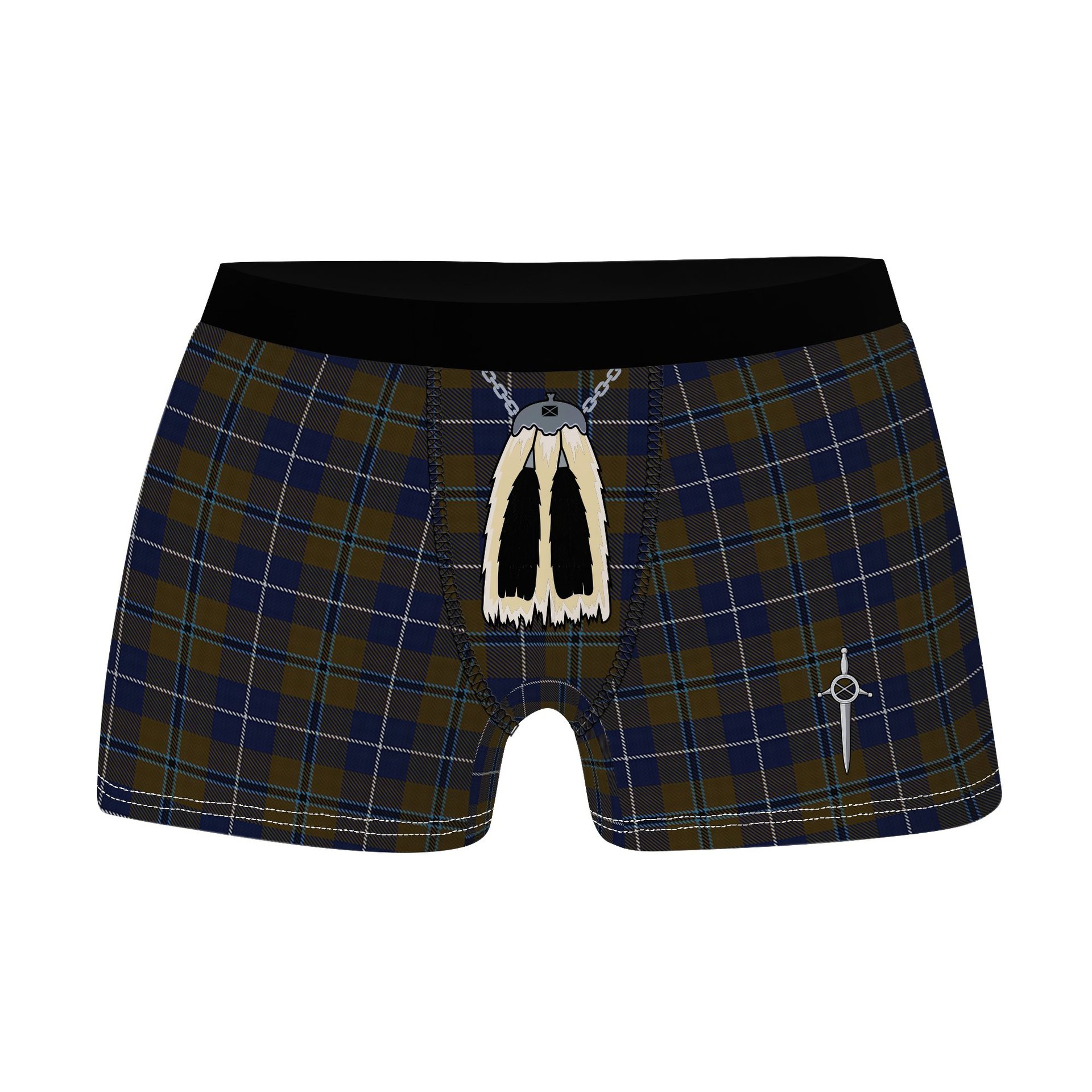 ScotsTee Shop Scottish Douglas Brown Clan Highland Kilt Sporran Tartan Boxer Briefs