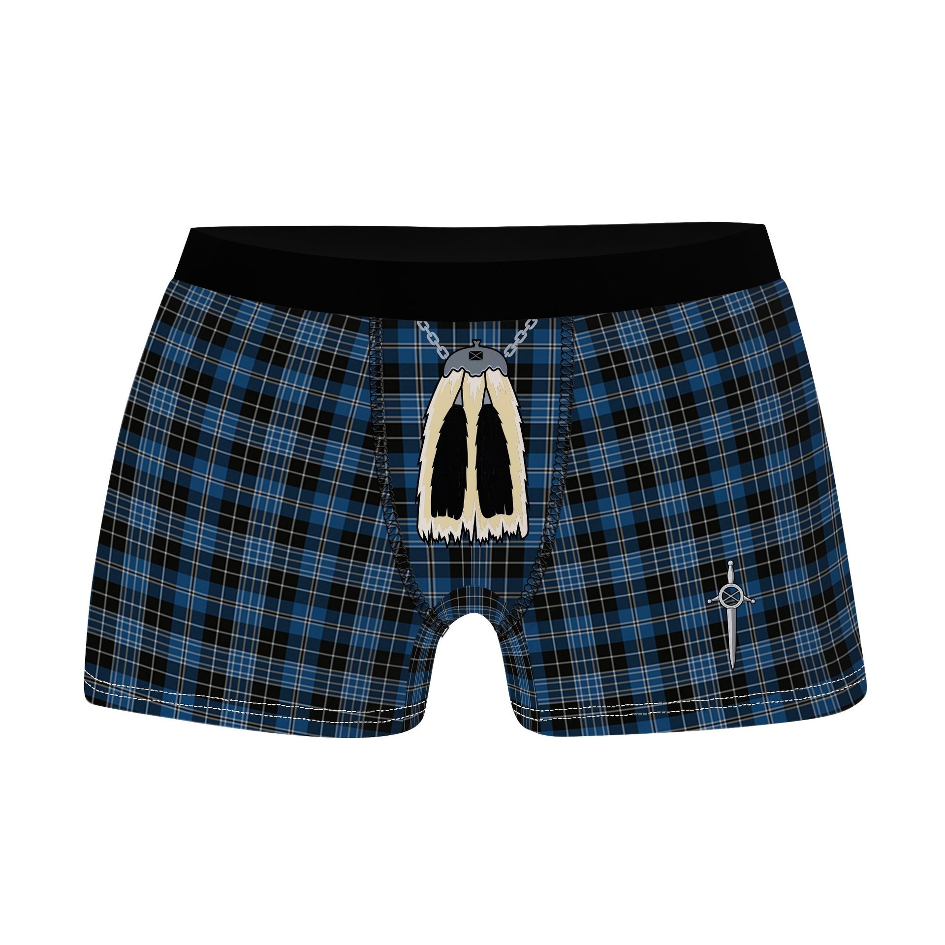 ScotsTee Shop Scottish Clergy Blue Clan Highland Kilt Sporran Tartan Boxer Briefs