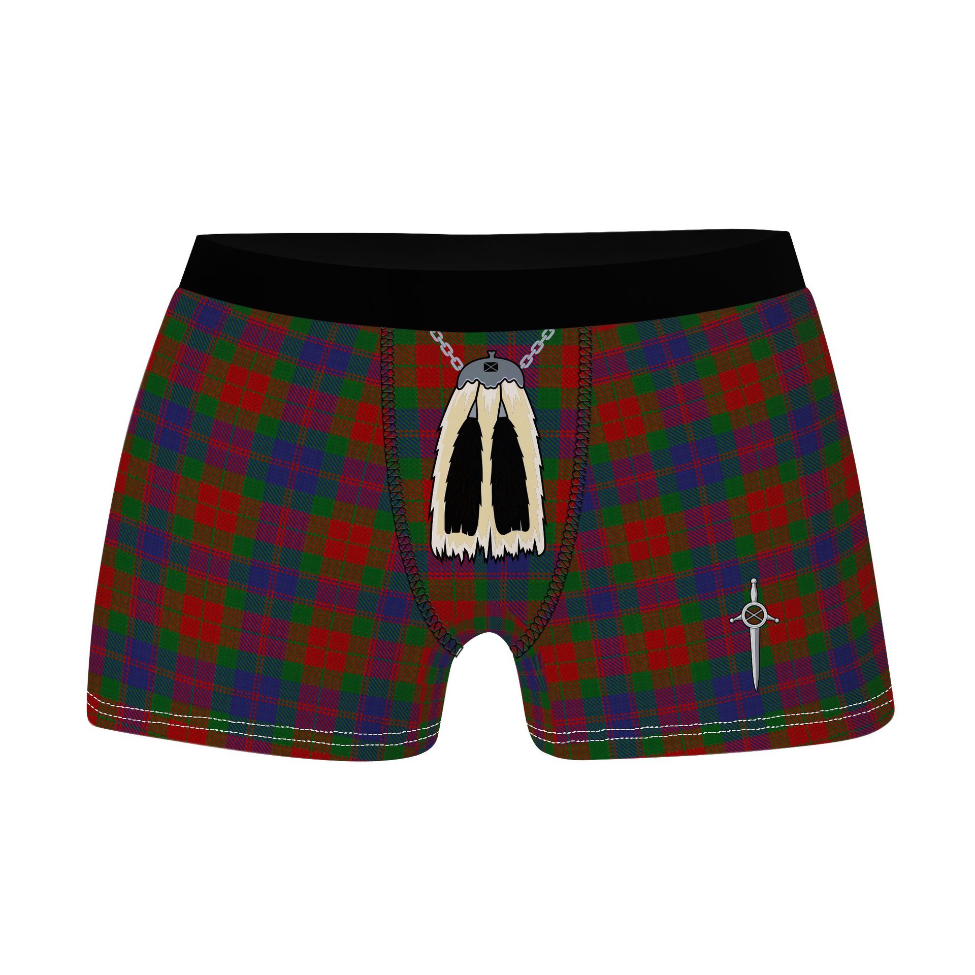 ScotsTee Shop Scottish Fraser 1800 Clan Highland Kilt Sporran Tartan Boxer Briefs
