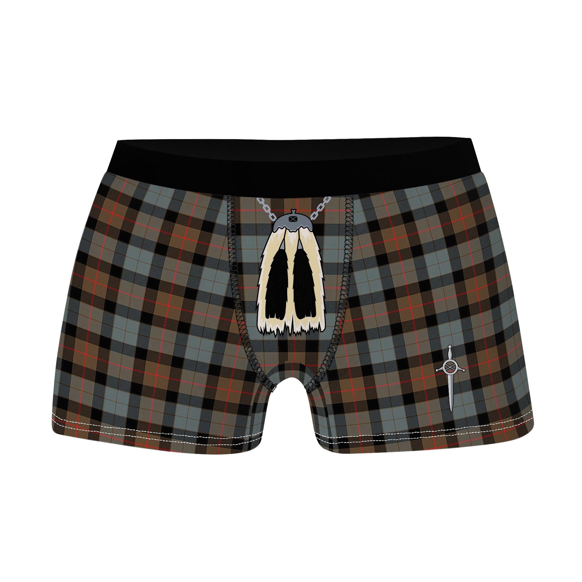 ScotsTee Shop Scottish Gunn Weathered Clan Highland Kilt Sporran Tartan Boxer Briefs