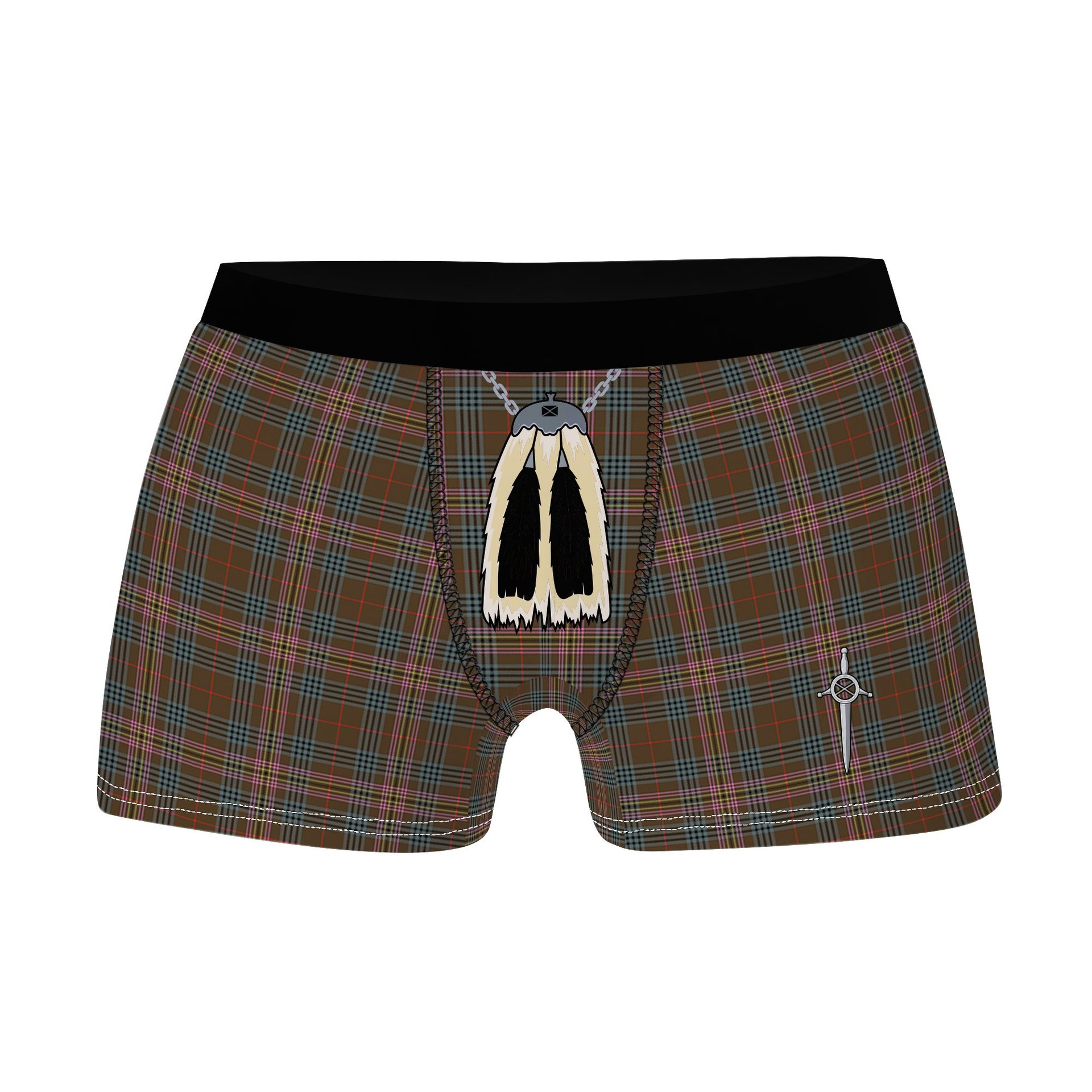 ScotsTee Shop Scottish Kennedy Weathered Clan Highland Kilt Sporran Tartan Boxer Briefs