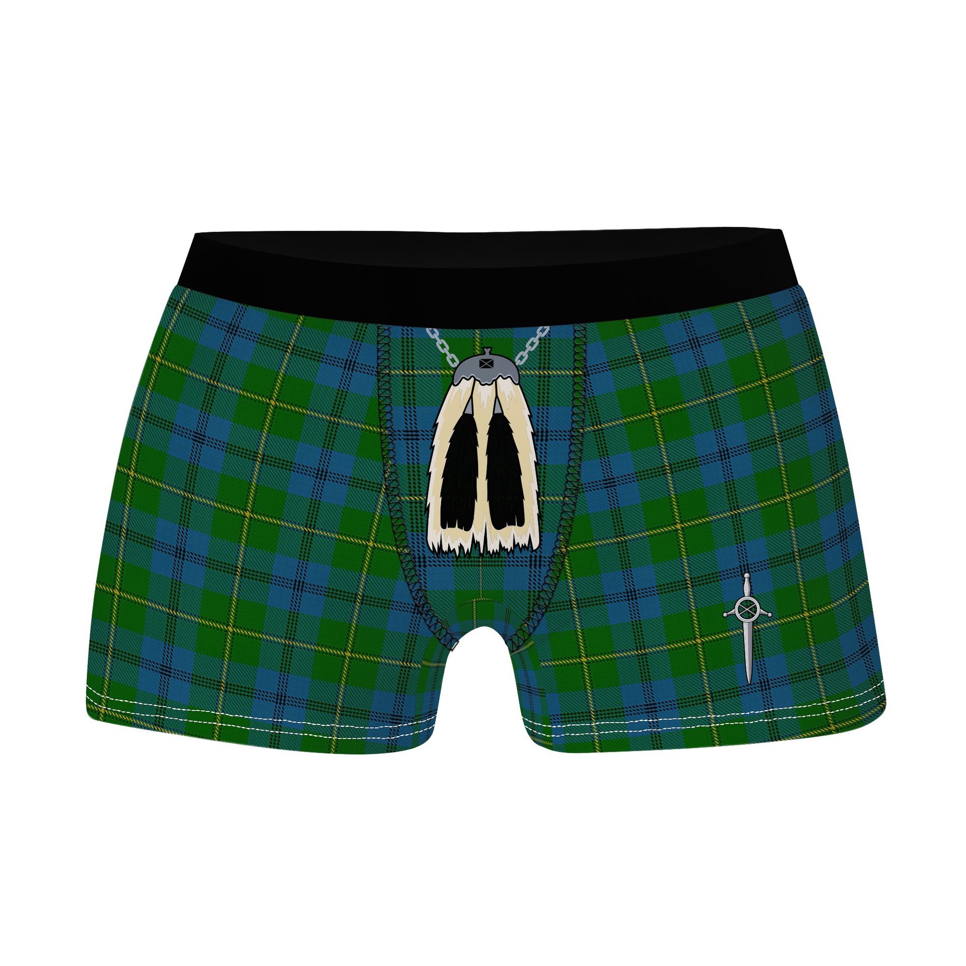 ScotsTee Shop Scottish Johnston Clan Highland Kilt Sporran Tartan Boxer Briefs