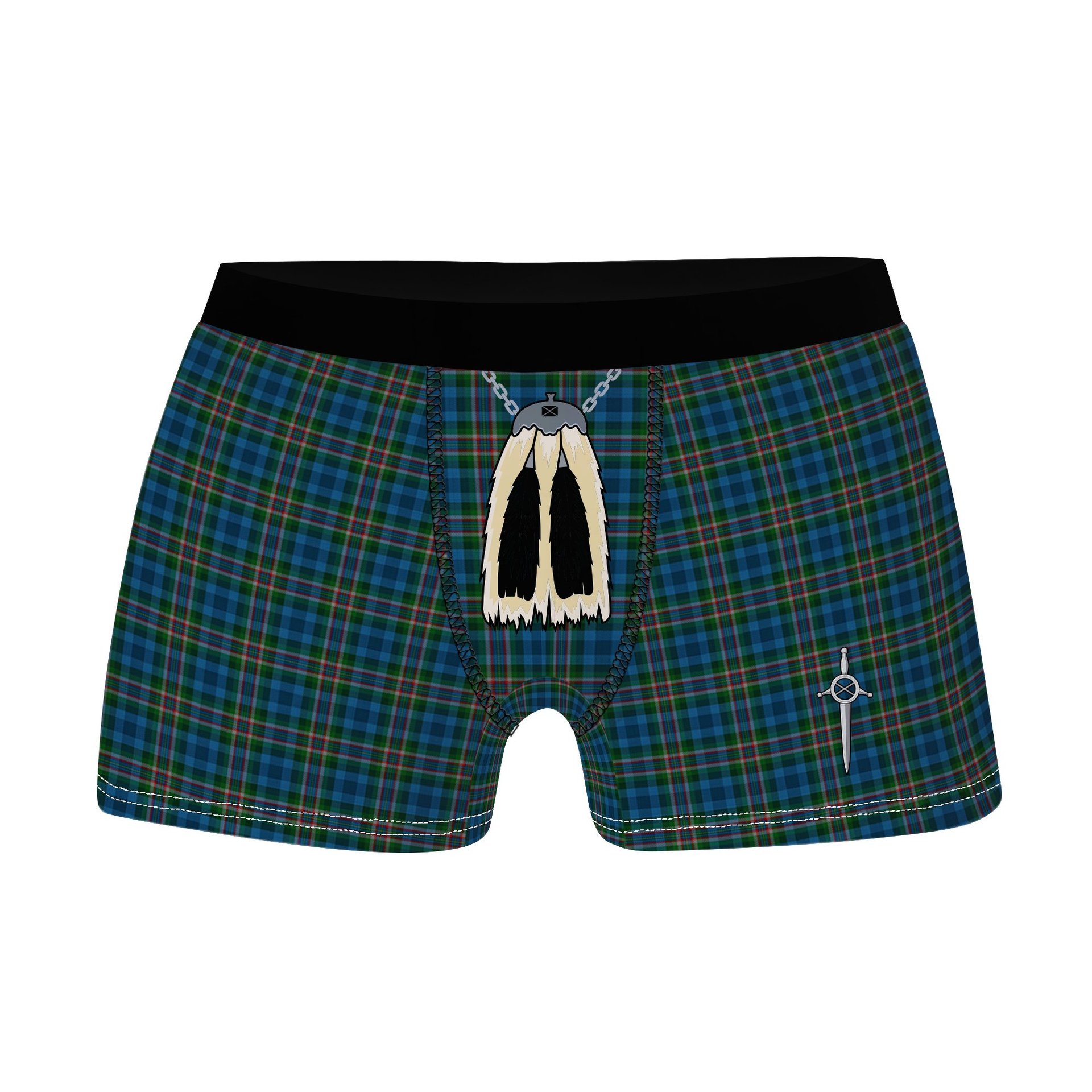 ScotsTee Shop Scottish Hardy Ben Clan Highland Kilt Sporran Tartan Boxer Briefs