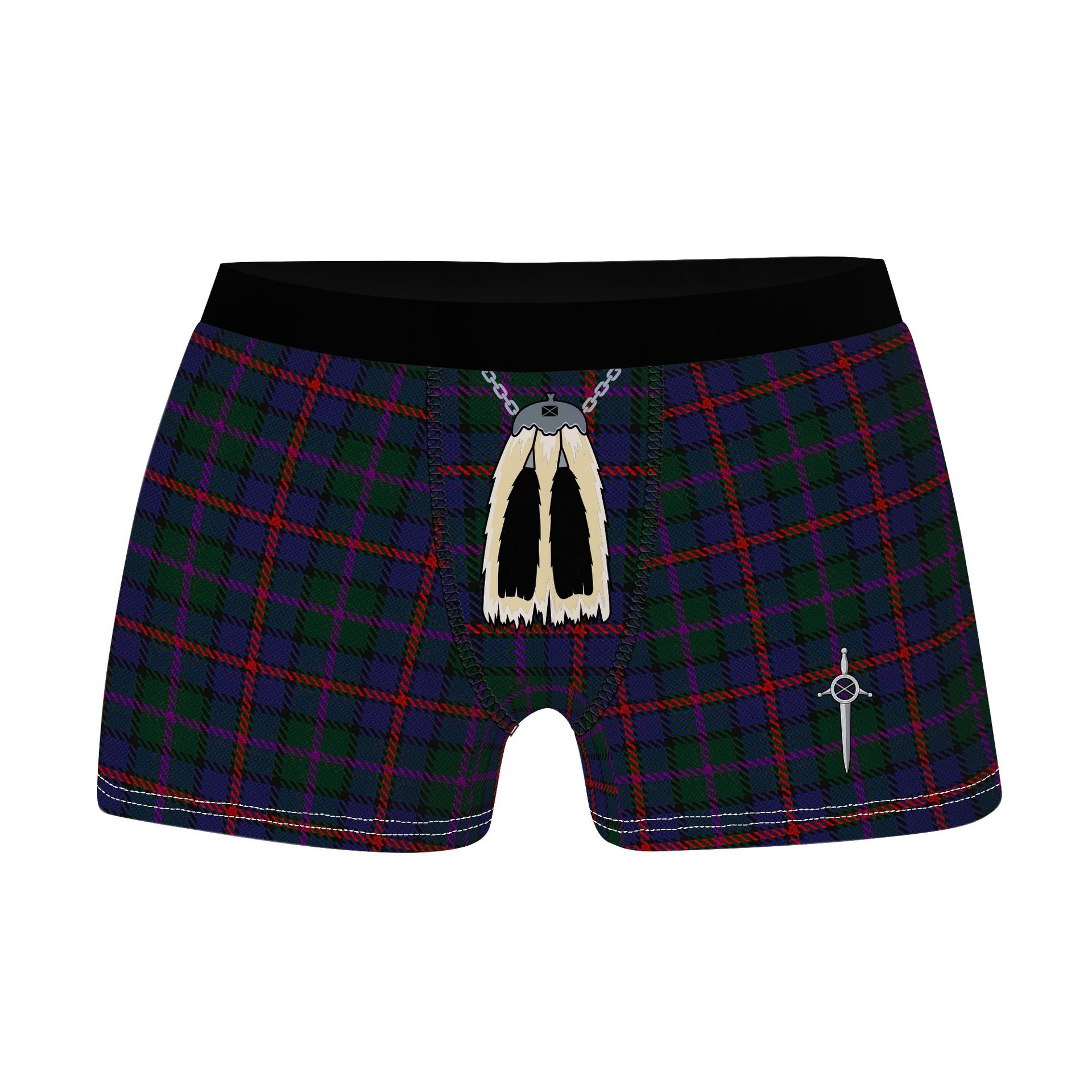 ScotsTee Shop Scottish MacCaughan or MacEachain Clan Highland Kilt Sporran Tartan Boxer Briefs