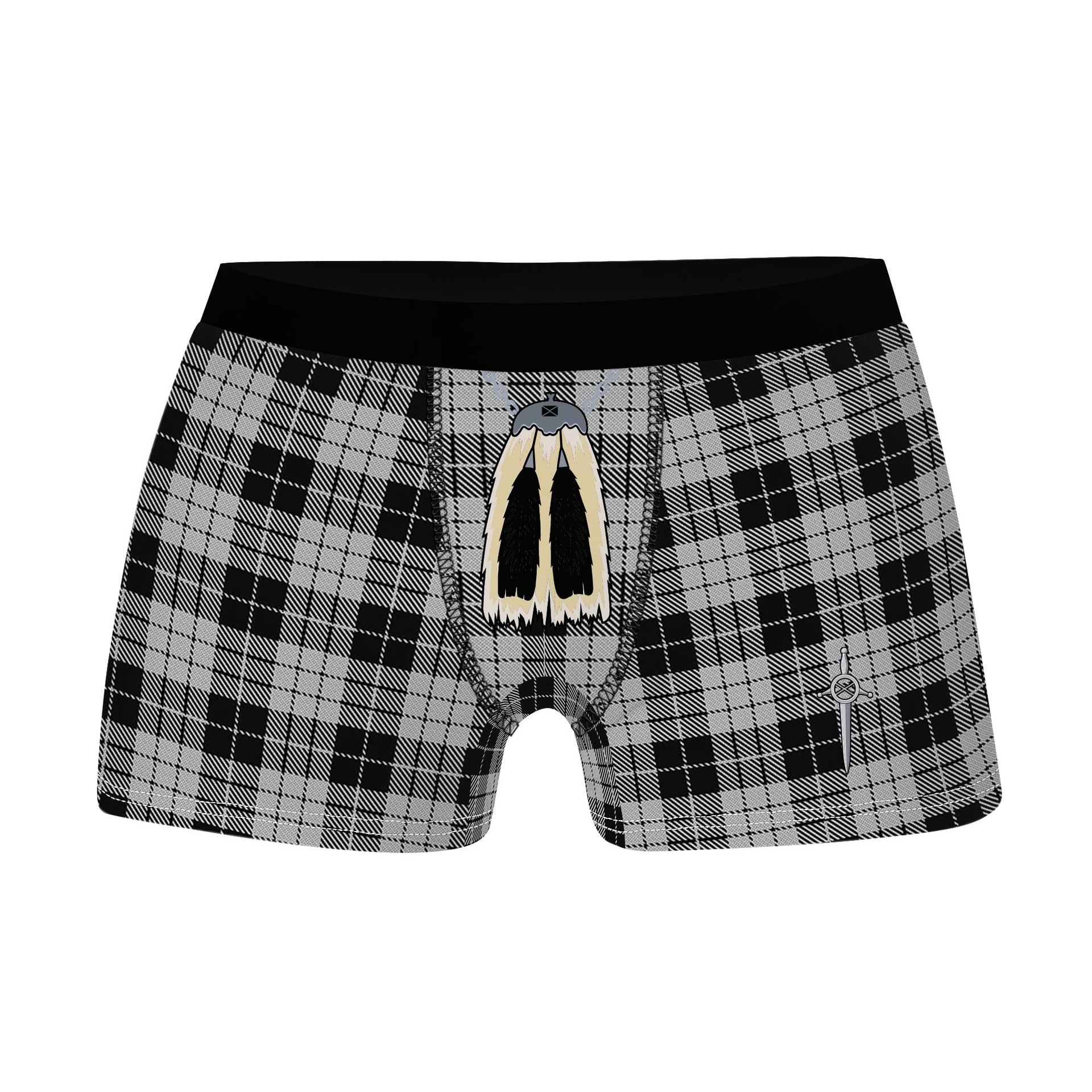 ScotsTee Shop Scottish MacLeod Black and White Clan Highland Kilt Sporran Tartan Boxer Briefs