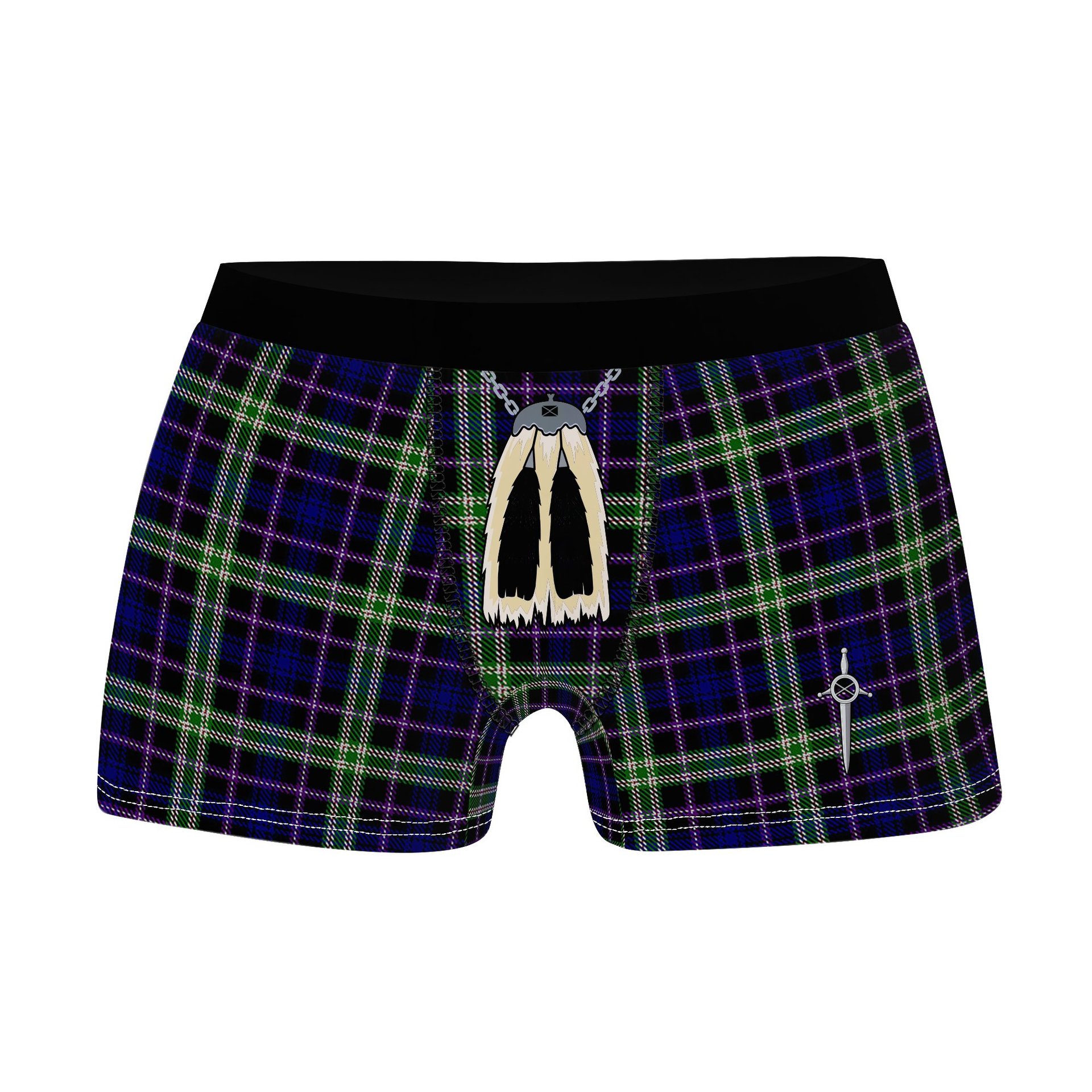 ScotsTee Shop Scottish MacKusick Clan Highland Kilt Sporran Tartan Boxer Briefs