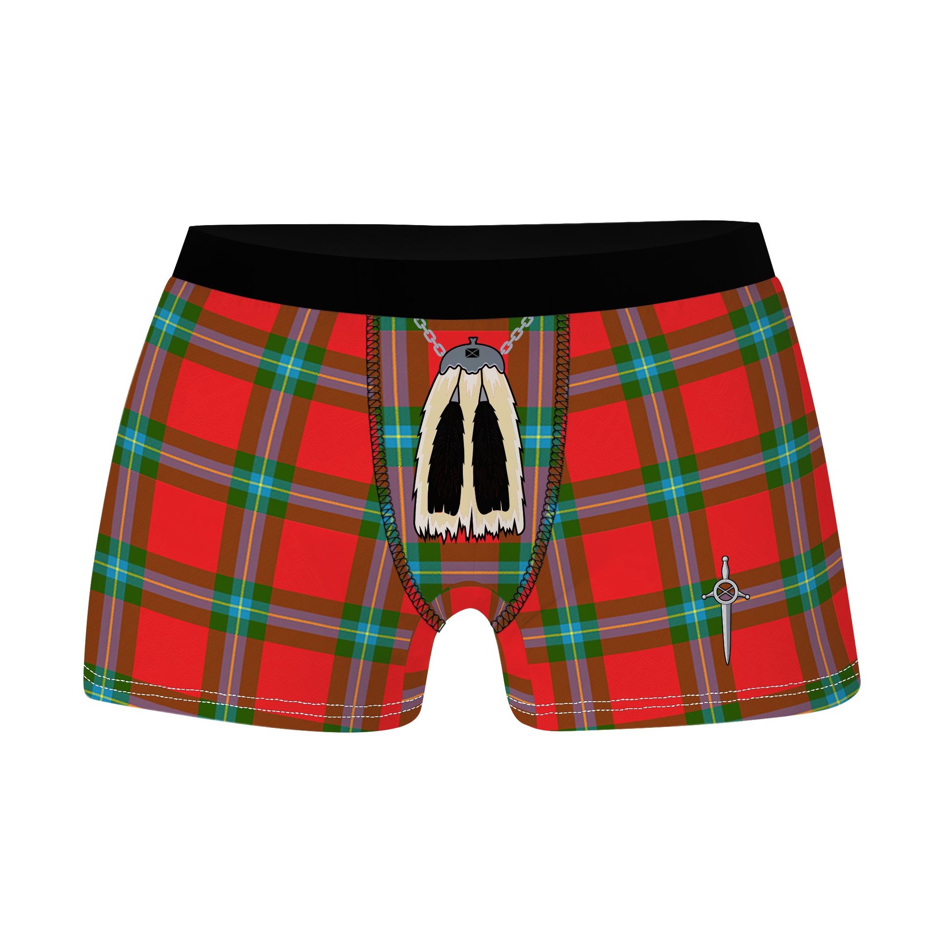 ScotsTee Shop Scottish MacLaine of Loch Buie Clan Highland Kilt Sporran Tartan Boxer Briefs