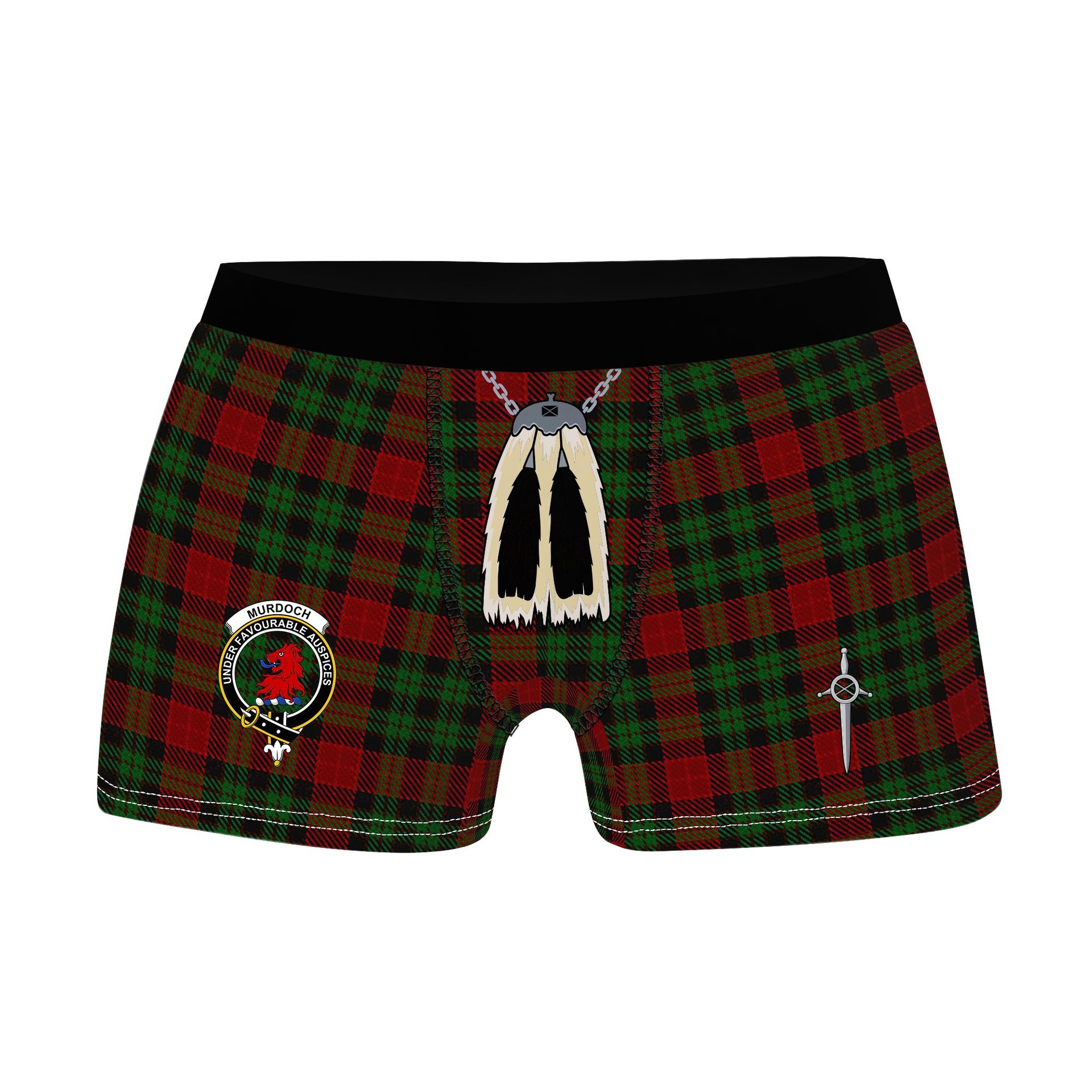 ScotsTee Shop Scottish Murdoch Dalgliesh Clan Crest Highland Kilt Sporran Tartan Boxer Briefs