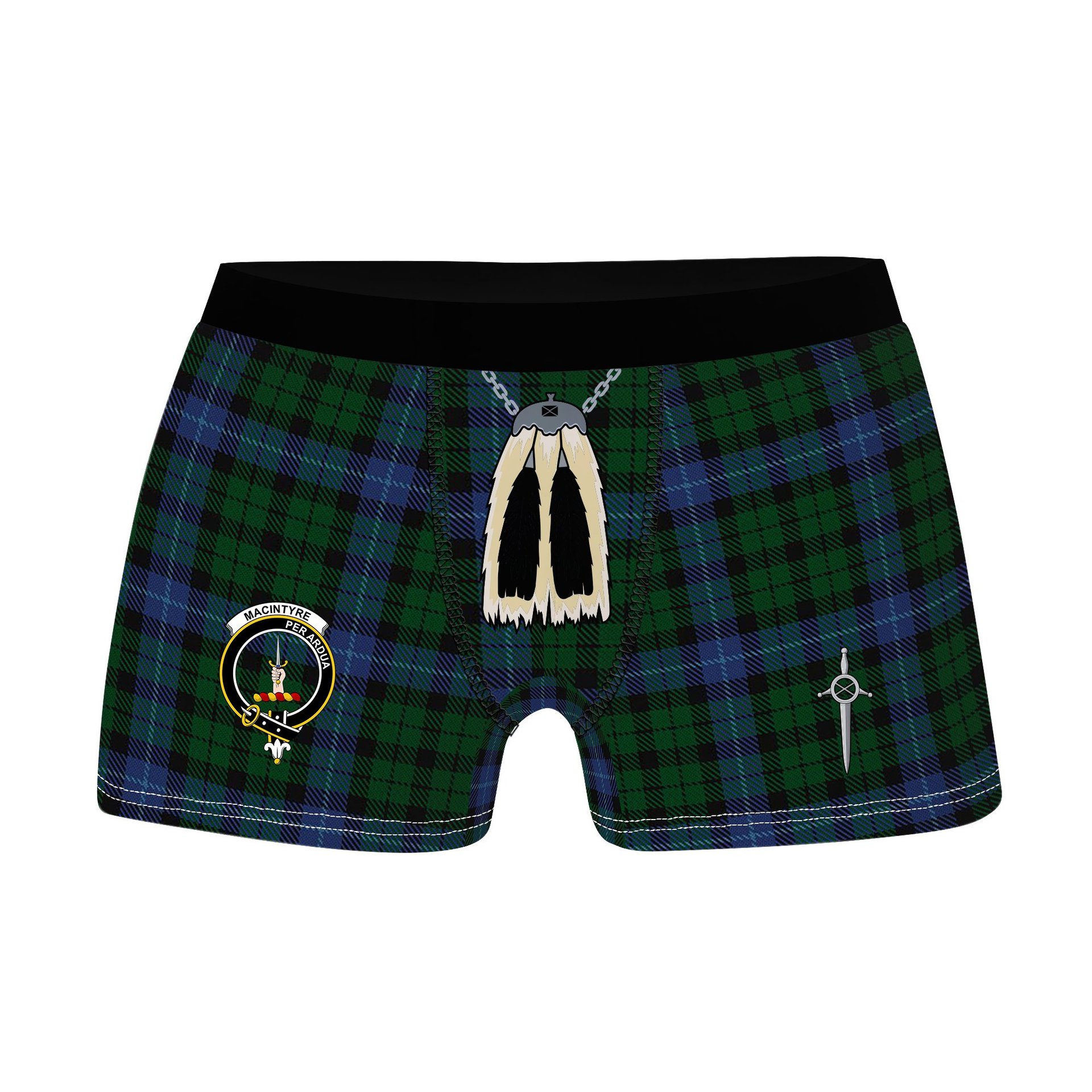 ScotsTee Shop Scottish MacIntyre Clan Crest Highland Kilt Sporran Tartan Boxer Briefs