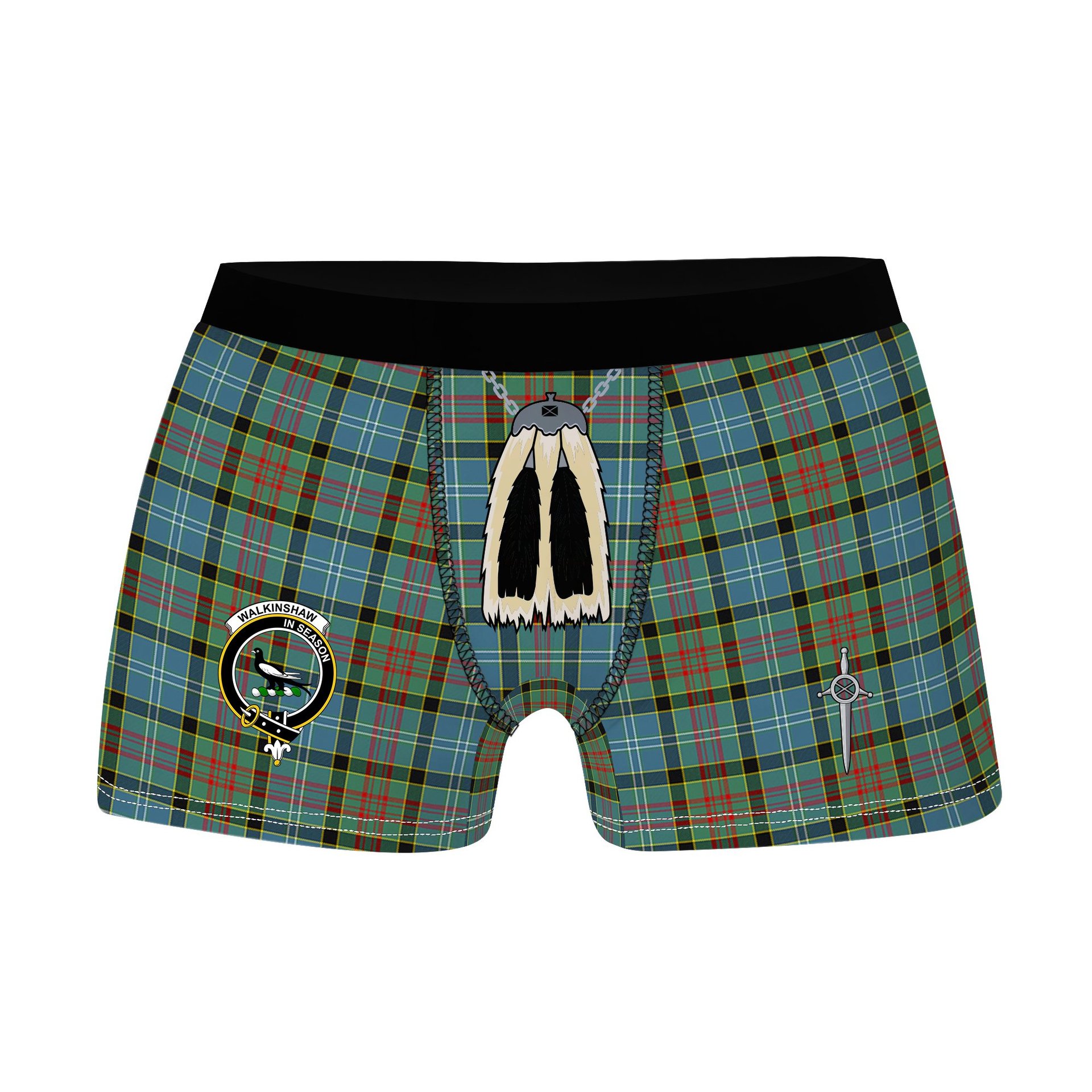 ScotsTee Shop Scottish Walkinshaw Clan Crest Highland Kilt Sporran Tartan Boxer Briefs