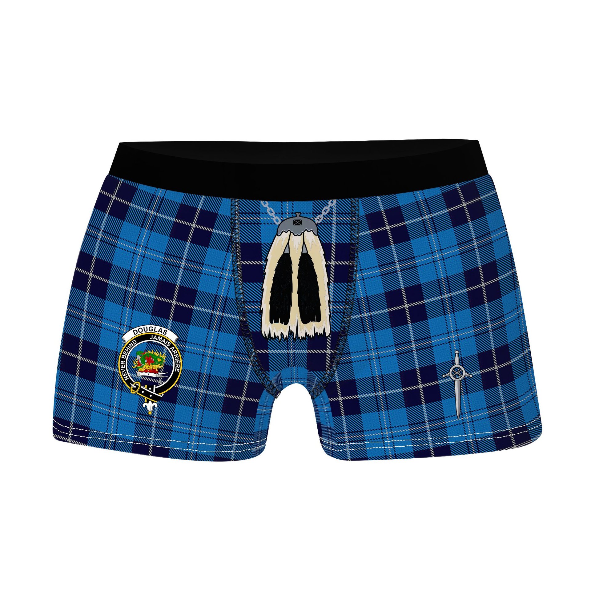 ScotsTee Shop Scottish Douglas Variation Clan Crest Highland Kilt Sporran Tartan Boxer Briefs