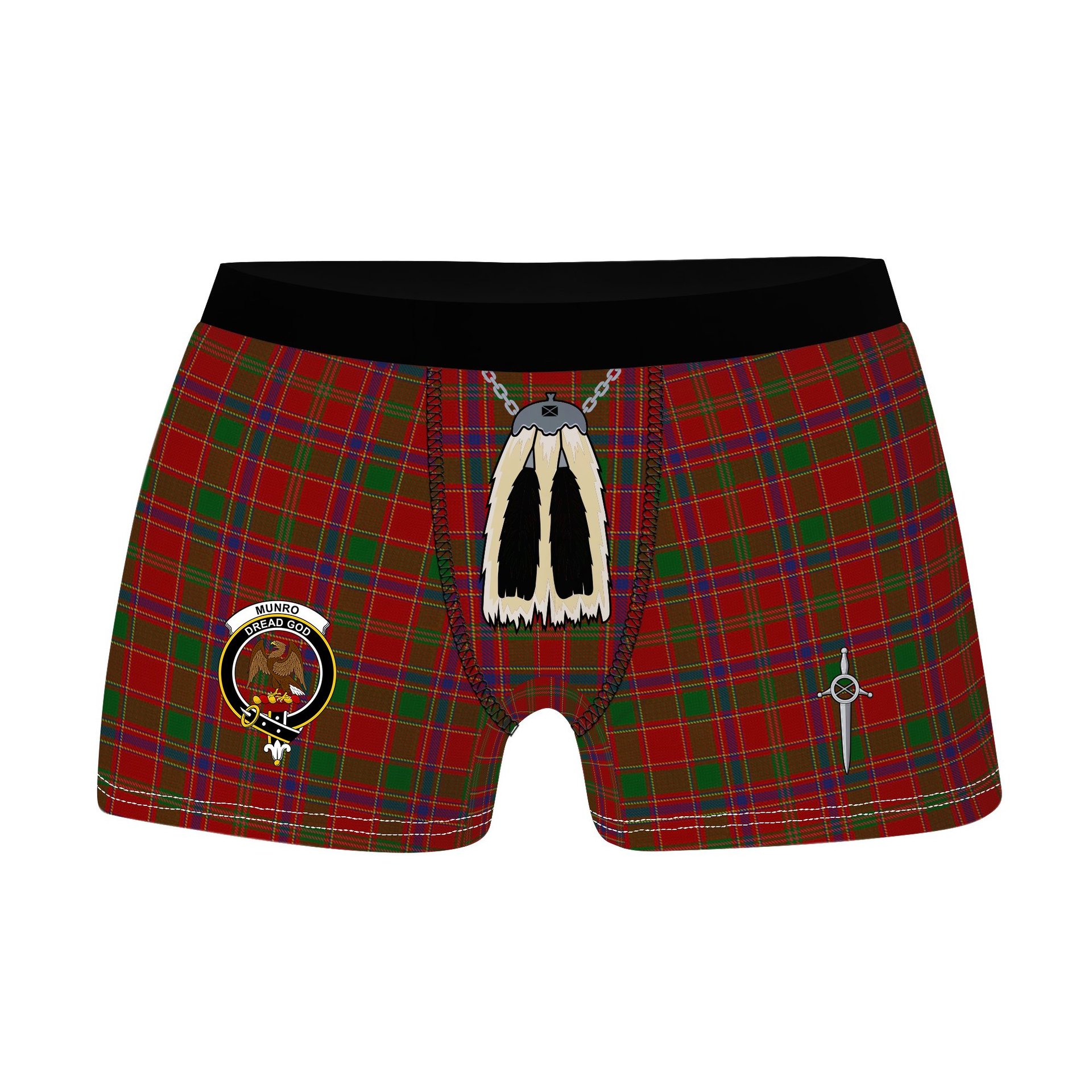 ScotsTee Shop Scottish Munro Clan Crest Highland Kilt Sporran Tartan Boxer Briefs