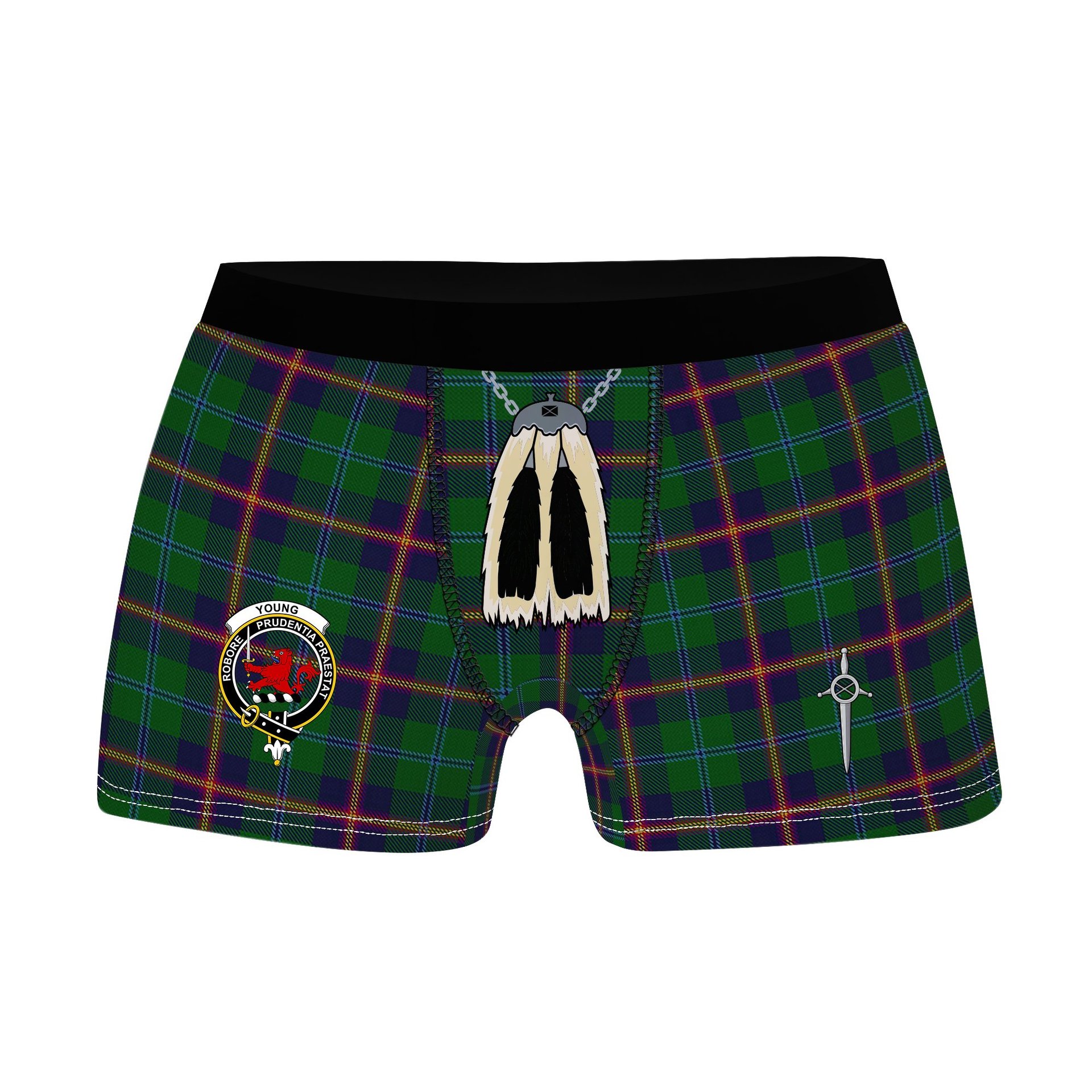 ScotsTee Shop Scottish Young Clan Crest Highland Kilt Sporran Tartan Boxer Briefs