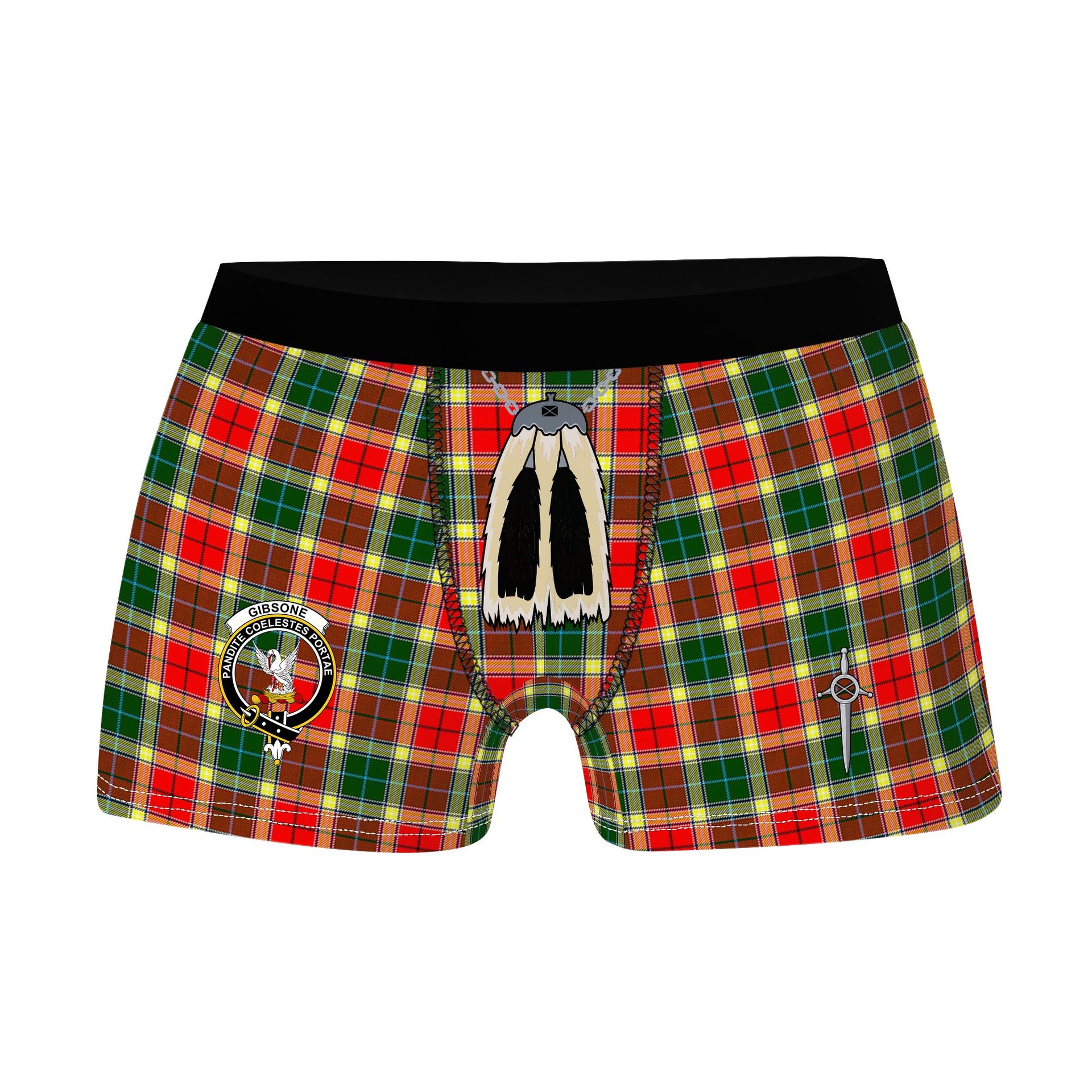 ScotsTee Shop Scottish Gibsone Clan Crest Highland Kilt Sporran Tartan Boxer Briefs