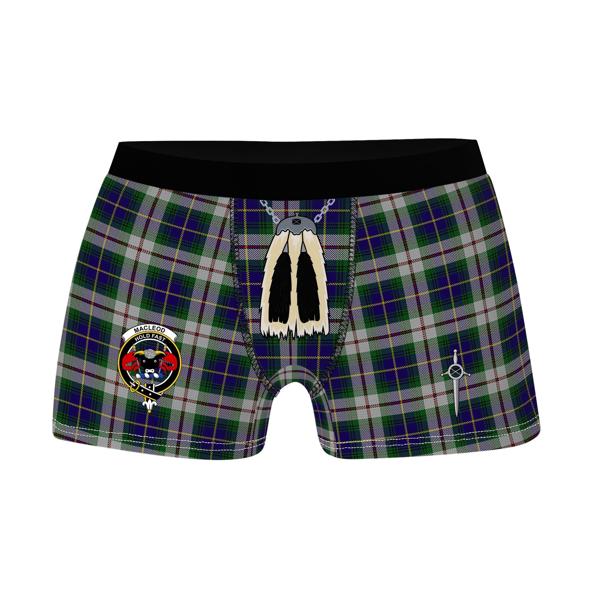 ScotsTee Shop Scottish MacLeod Of Californian Clan Crest Highland Kilt Sporran Tartan Boxer Briefs