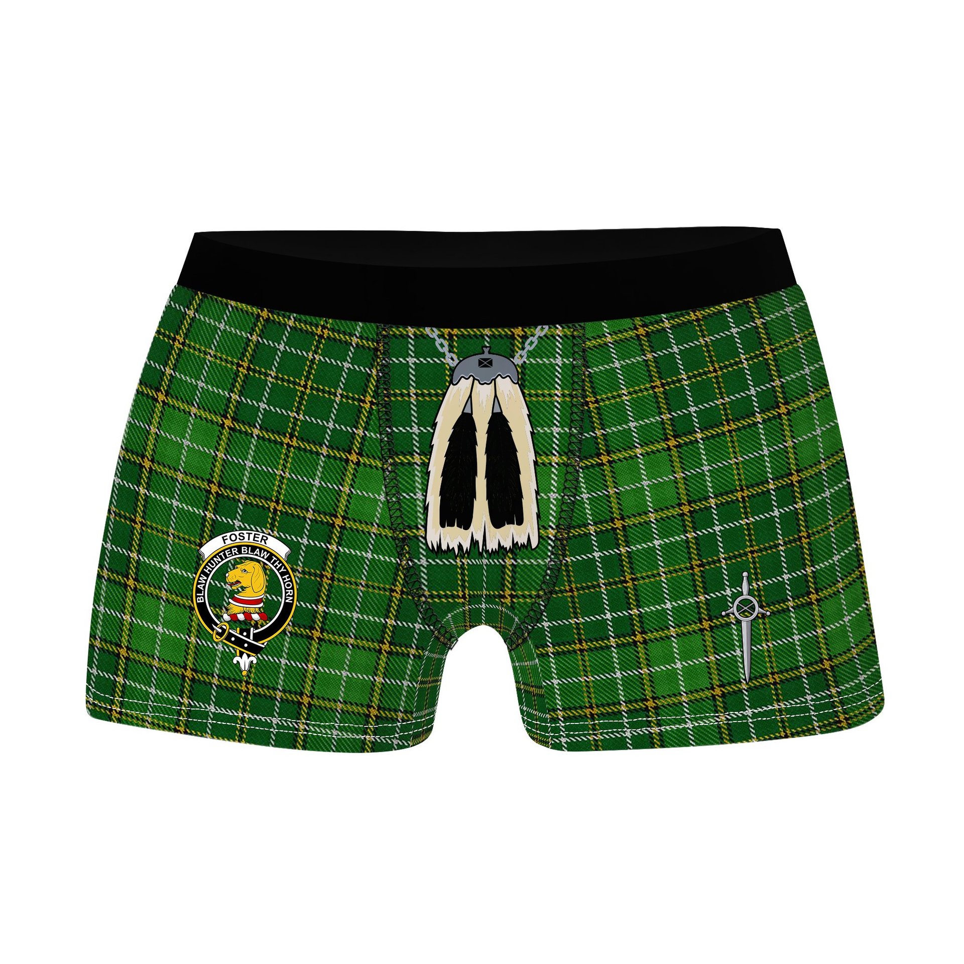 ScotsTee Shop Scottish Foster Hunting Clan Crest Highland Kilt Sporran Tartan Boxer Briefs