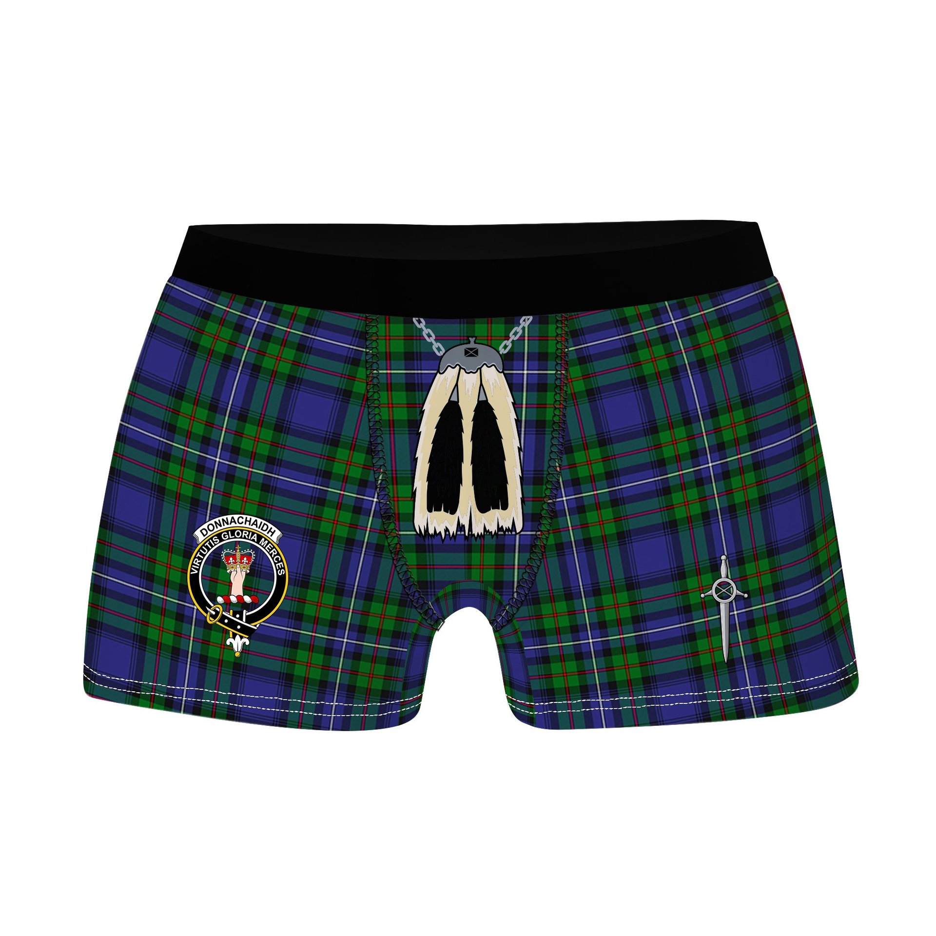 ScotsTee Shop Scottish Donnachaidh Clan Crest Highland Kilt Sporran Tartan Boxer Briefs