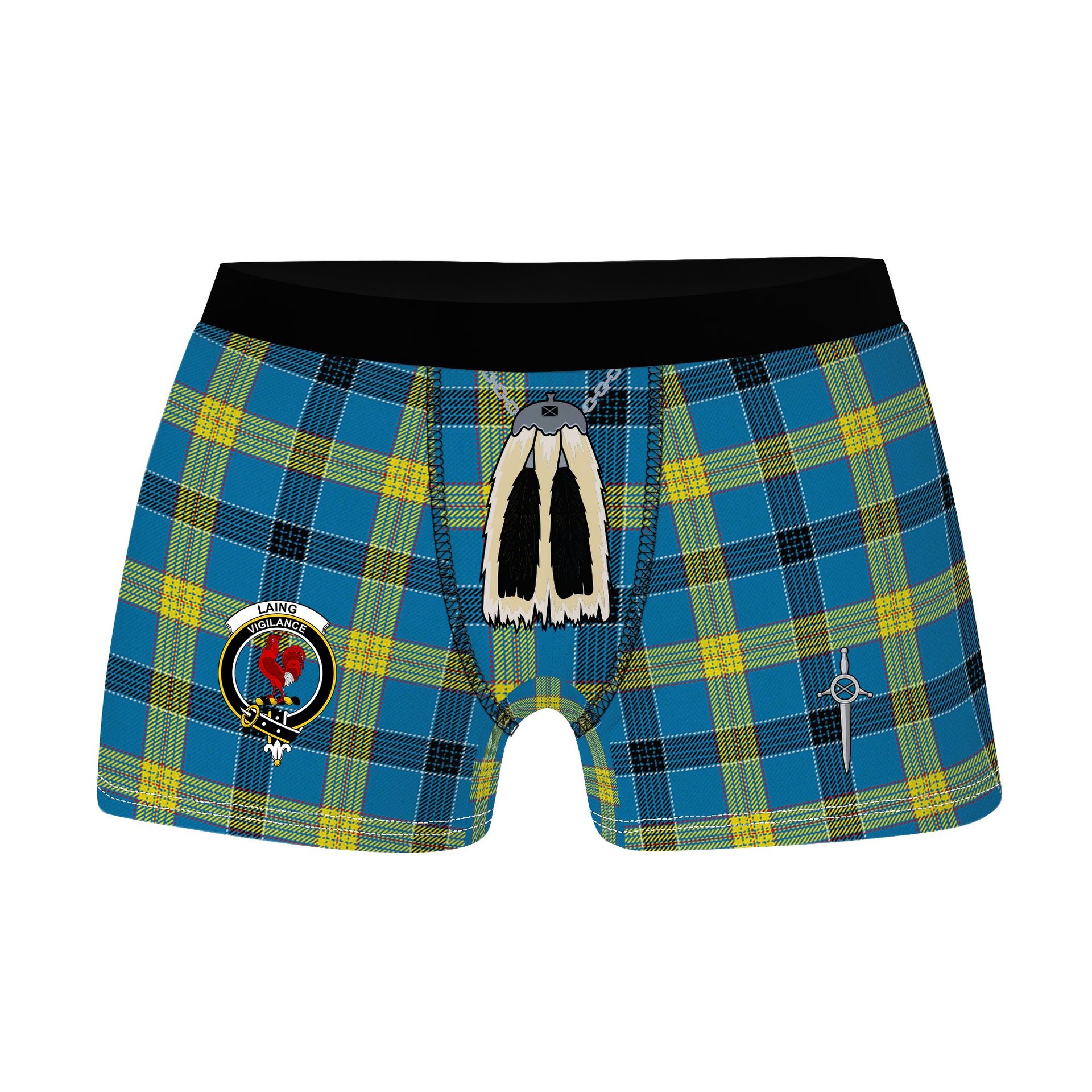 ScotsTee Shop Scottish Laing Modern Clan Crest Highland Kilt Sporran Tartan Boxer Briefs