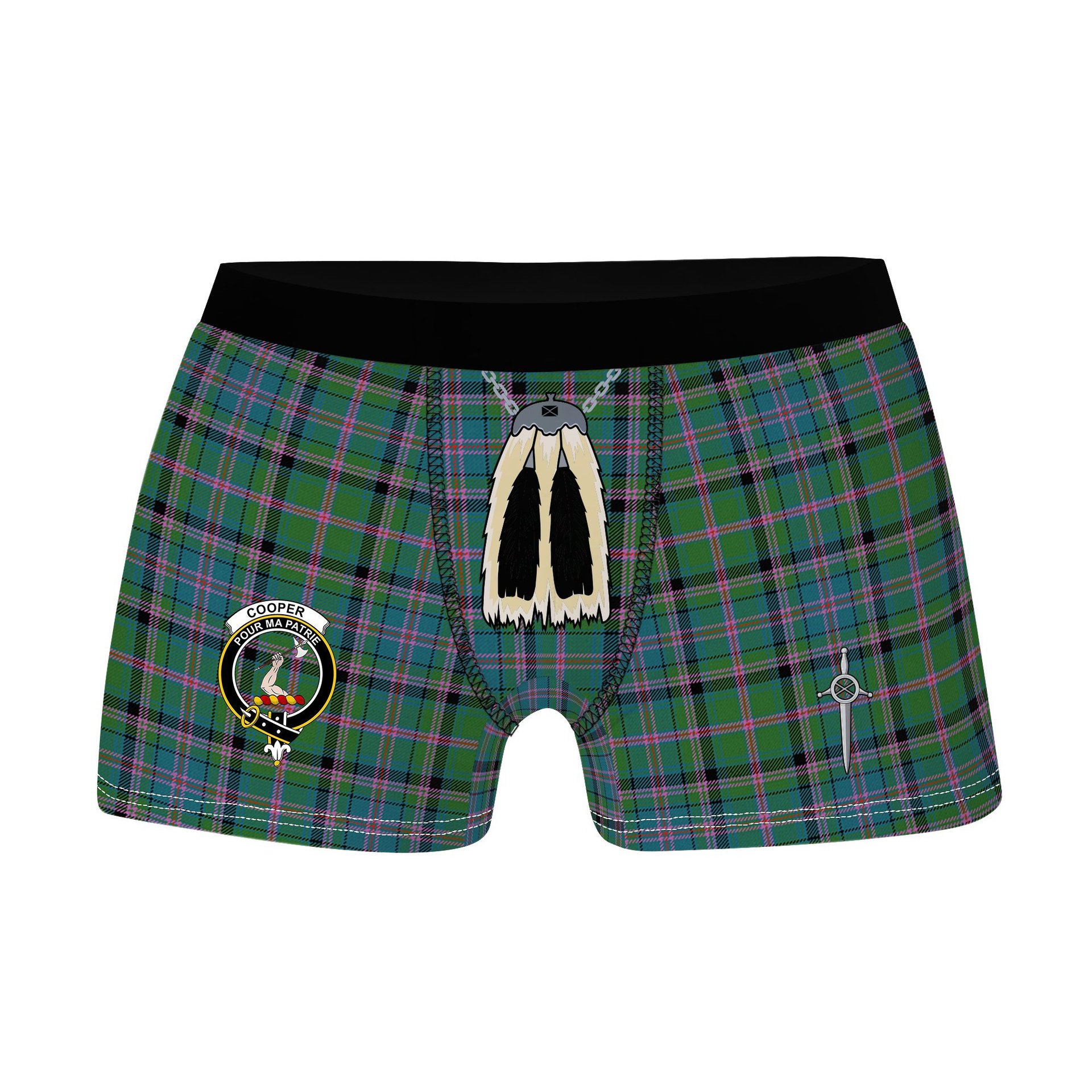 ScotsTee Shop Scottish Cooper Ancient Clan Crest Highland Kilt Sporran Tartan Boxer Briefs