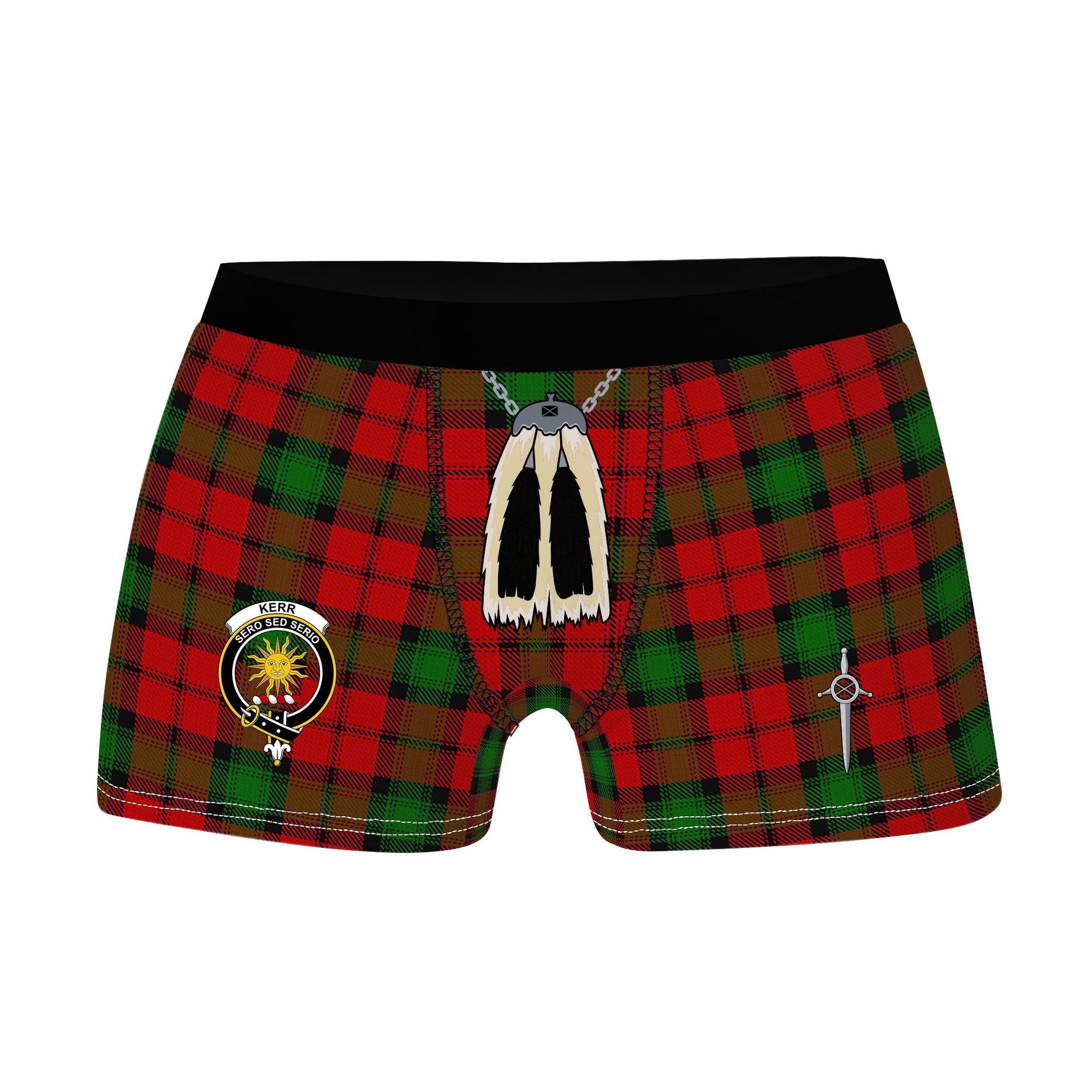 ScotsTee Shop Scottish Kerr Clan Crest Highland Kilt Sporran Tartan Boxer Briefs