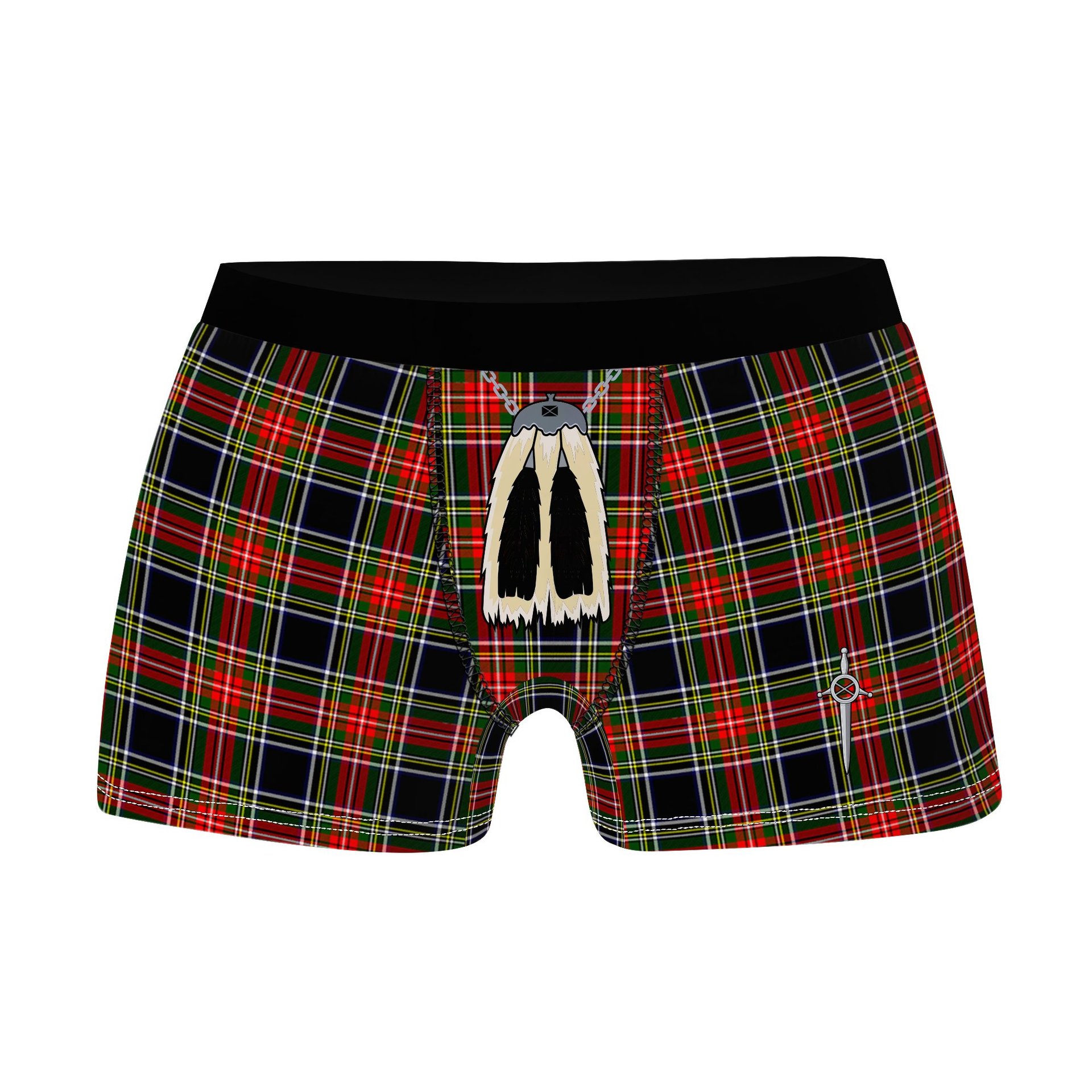 ScotsTee Shop Scottish Stewart High Stewards (Stewart Black) Clan Highland Kilt Sporran Tartan Boxer Briefs