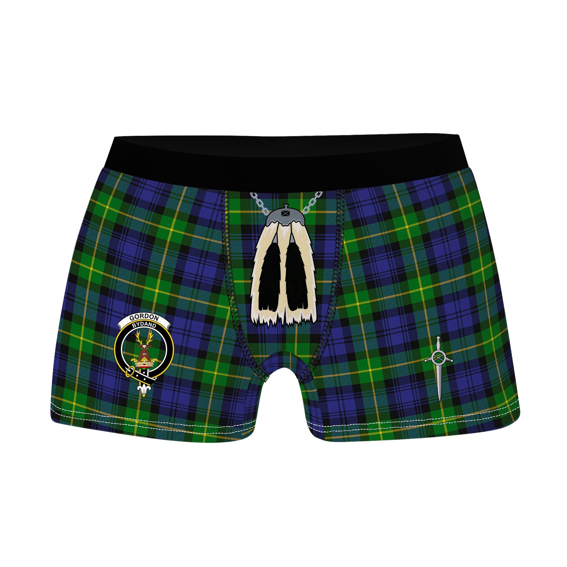 ScotsTee Shop Scottish Gordon Modern Clan Crest Highland Kilt Sporran Tartan Boxer Briefs