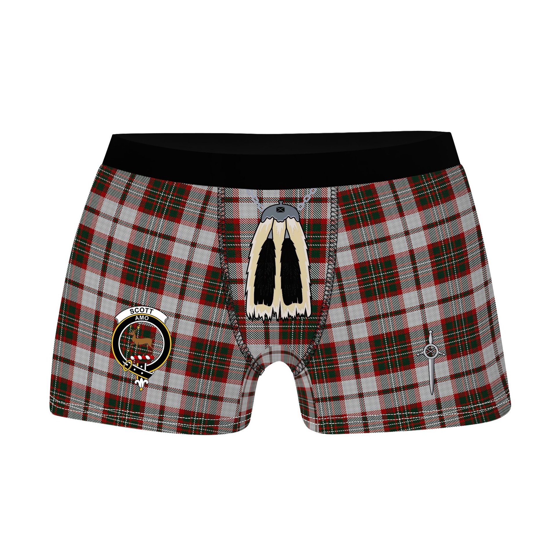 ScotsTee Shop Scottish Scott Dress Clan Crest Highland Kilt Sporran Tartan Boxer Briefs