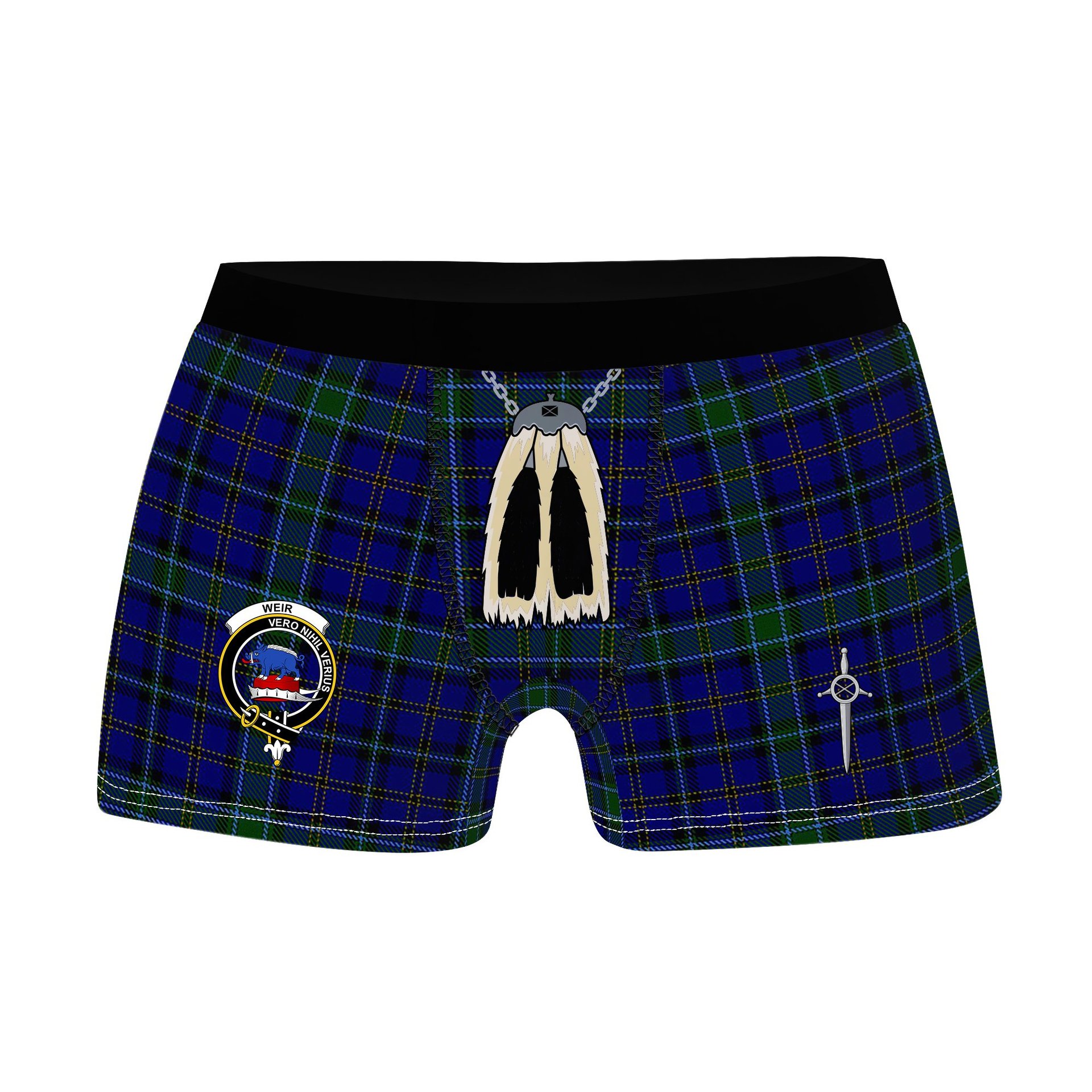 ScotsTee Shop Scottish Weir Clan Crest Highland Kilt Sporran Tartan Boxer Briefs