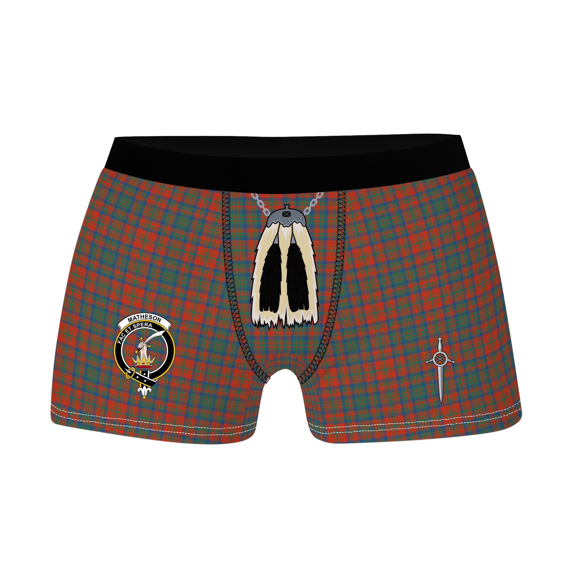 ScotsTee Shop Scottish Matheson Ancient Clan Crest Highland Kilt Sporran Tartan Boxer Briefs