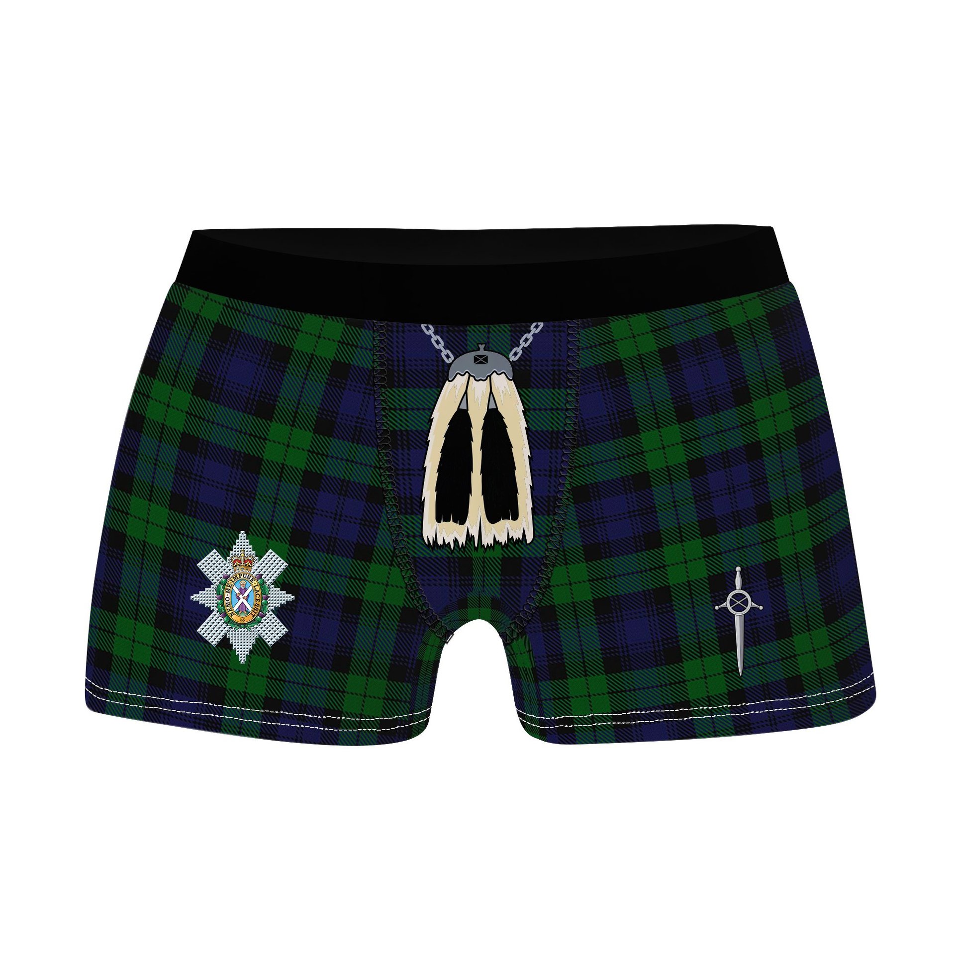 ScotsTee Shop Scottish Black Watch Clan Crest Highland Kilt Sporran Tartan Boxer Briefs