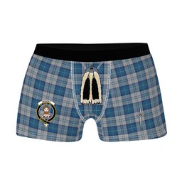 ScotsTee Shop Scottish Menzies Dress Blue & White Clan Crest Highland Kilt Sporran Tartan Boxer Briefs