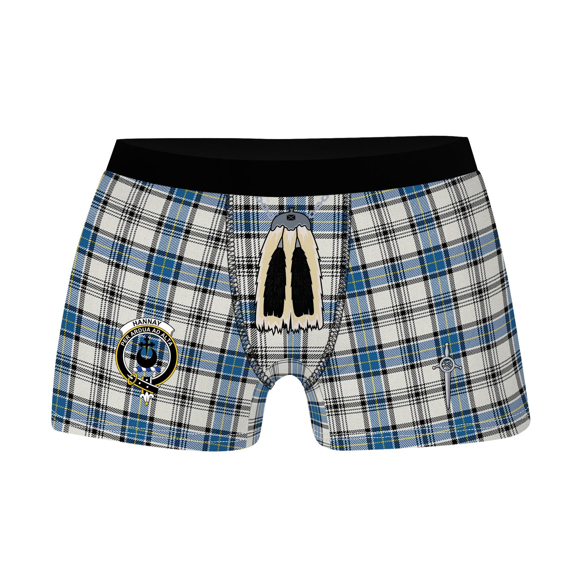 ScotsTee Shop Scottish Hannay Ancient Clan Crest Highland Kilt Sporran Tartan Boxer Briefs