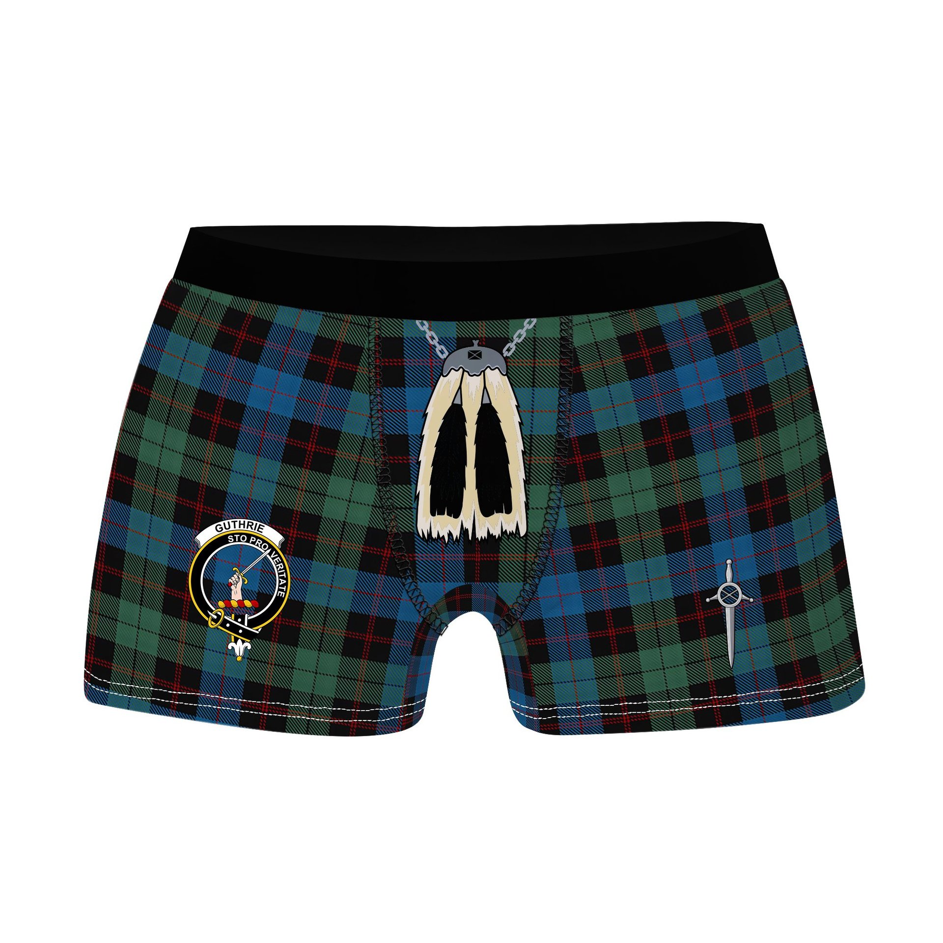 ScotsTee Shop Scottish Guthrie Clan Crest Highland Kilt Sporran Tartan Boxer Briefs