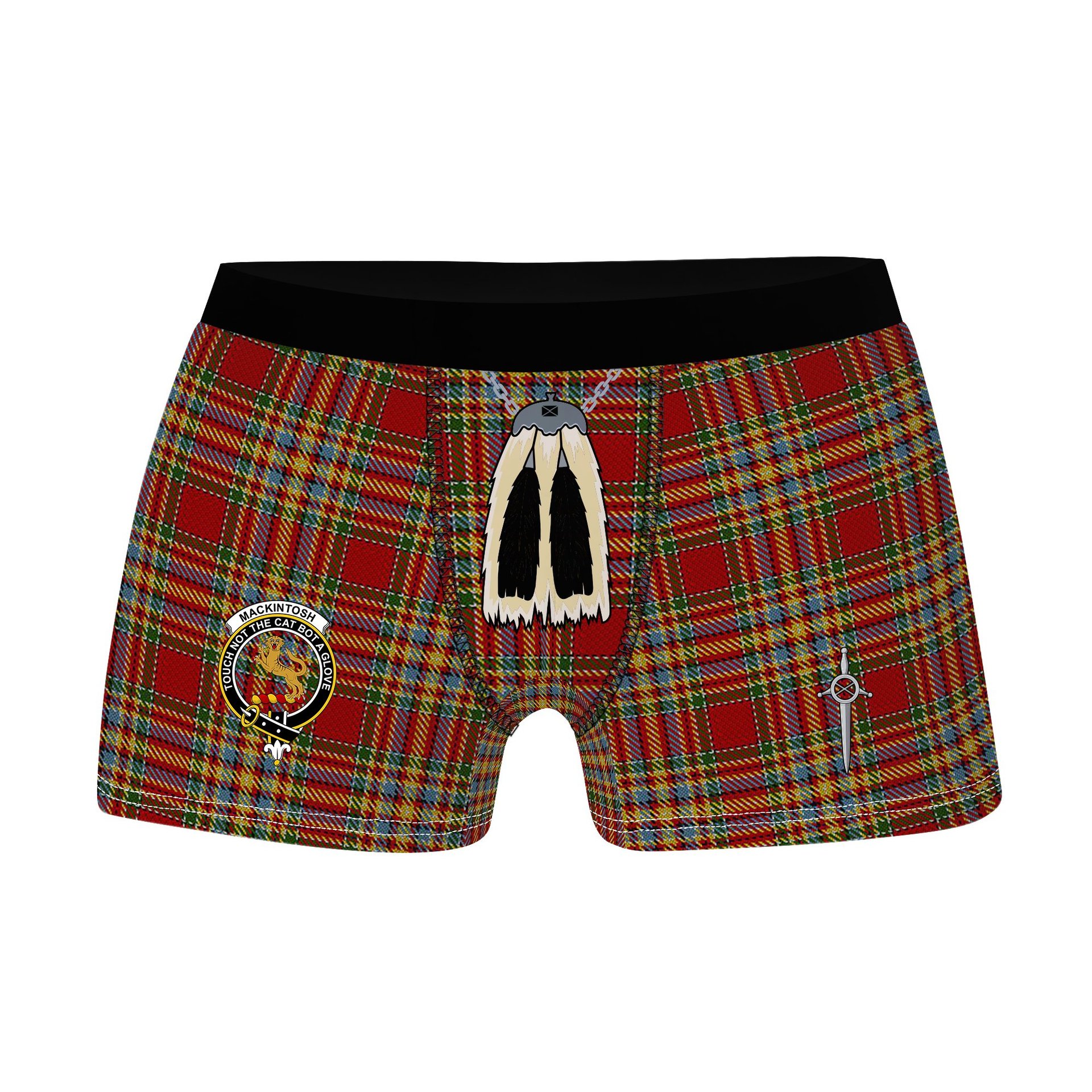 ScotsTee Shop Scottish MacKintosh Chief Clan Crest Highland Kilt Sporran Tartan Boxer Briefs