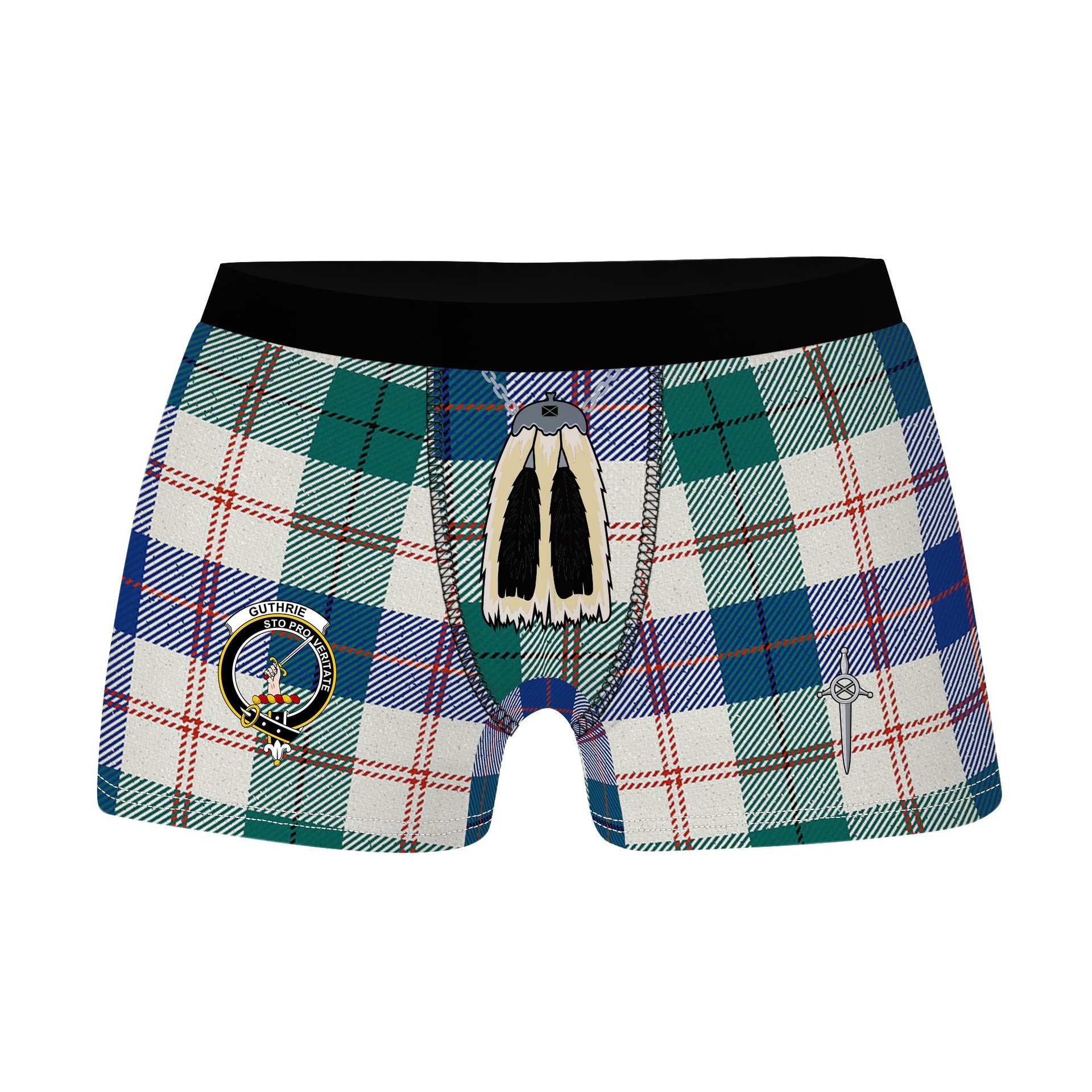 ScotsTee Shop Scottish Guthrie Dress Modern Clan Crest Highland Kilt Sporran Tartan Boxer Briefs