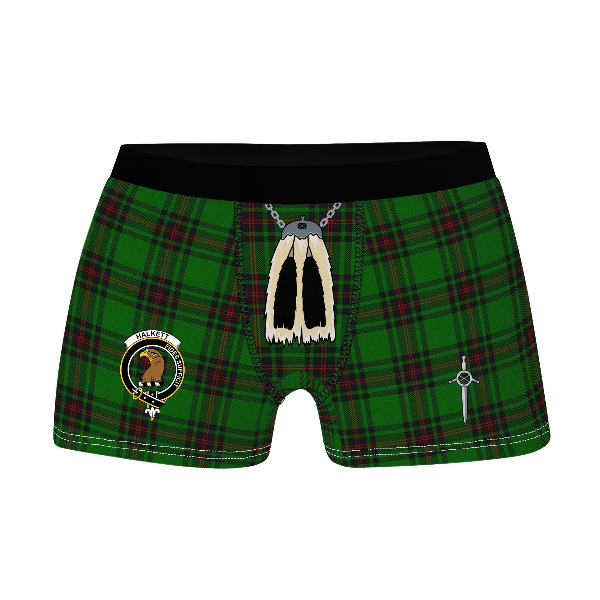 ScotsTee Shop Scottish Halkett Clan Crest Highland Kilt Sporran Tartan Boxer Briefs